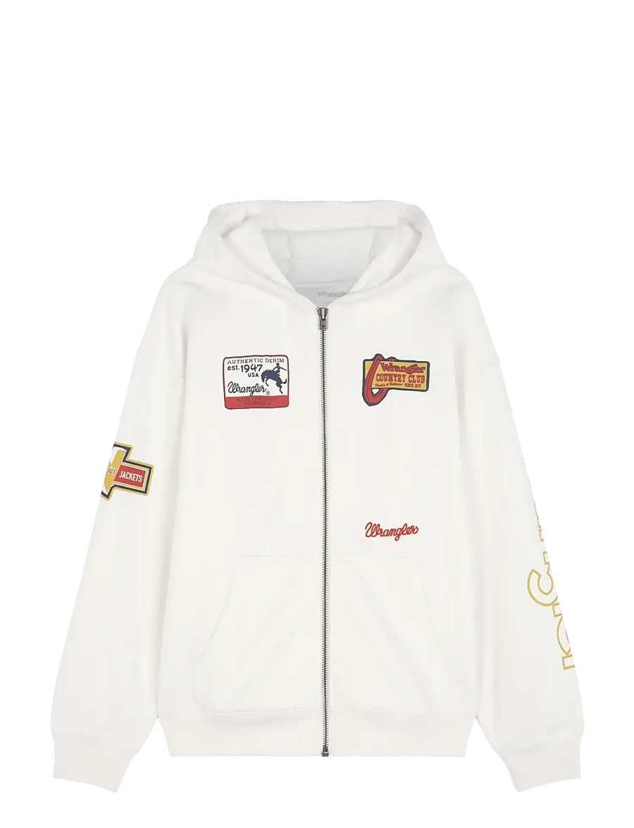 Wrangler - GRAPHIC ZIP HOODIE - jakker - bright white - 1