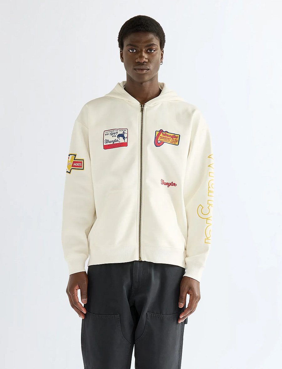 Wrangler - GRAPHIC ZIP HOODIE - jakker - bright white - 0
