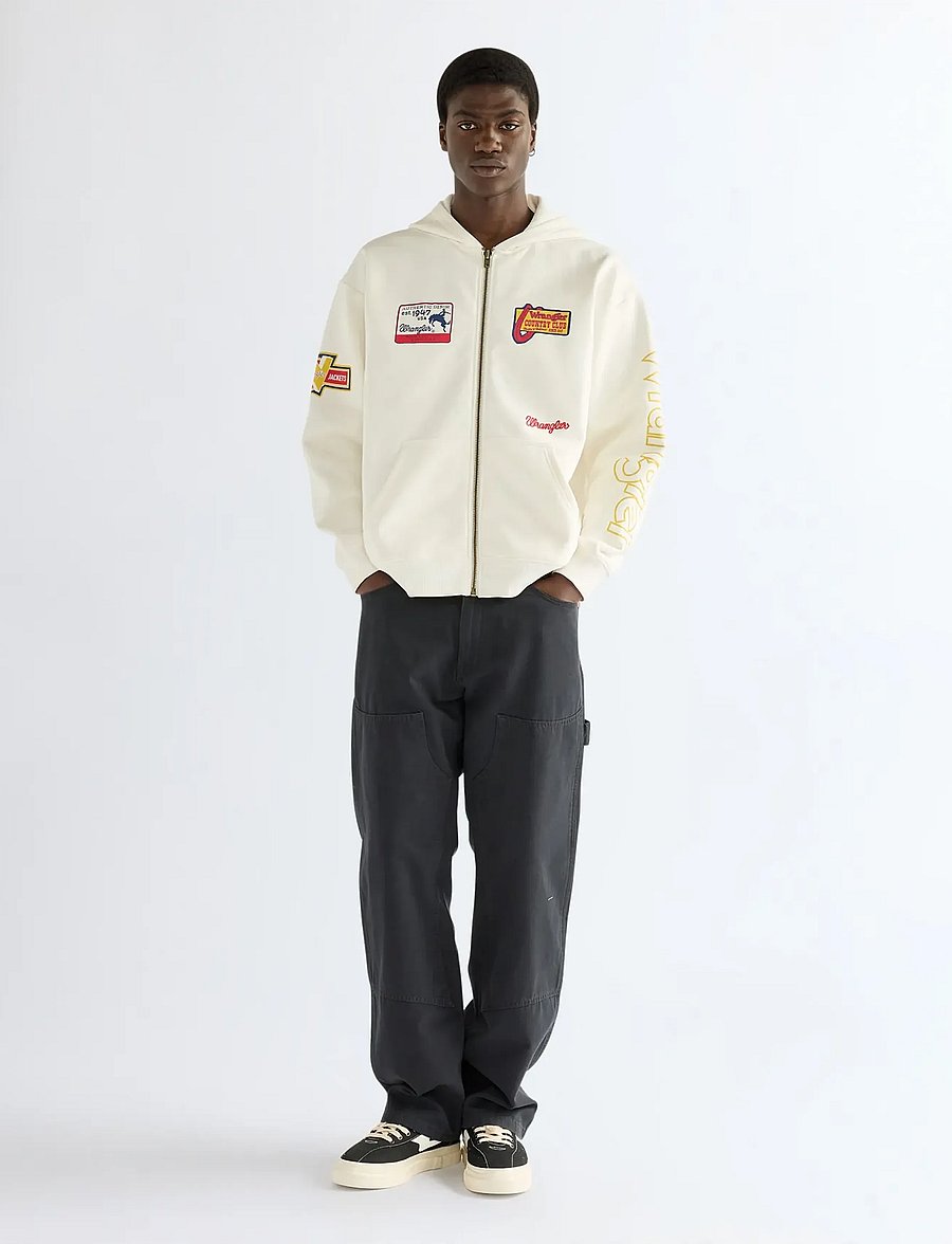 Wrangler - GRAPHIC ZIP HOODIE - jakker - bright white - 4