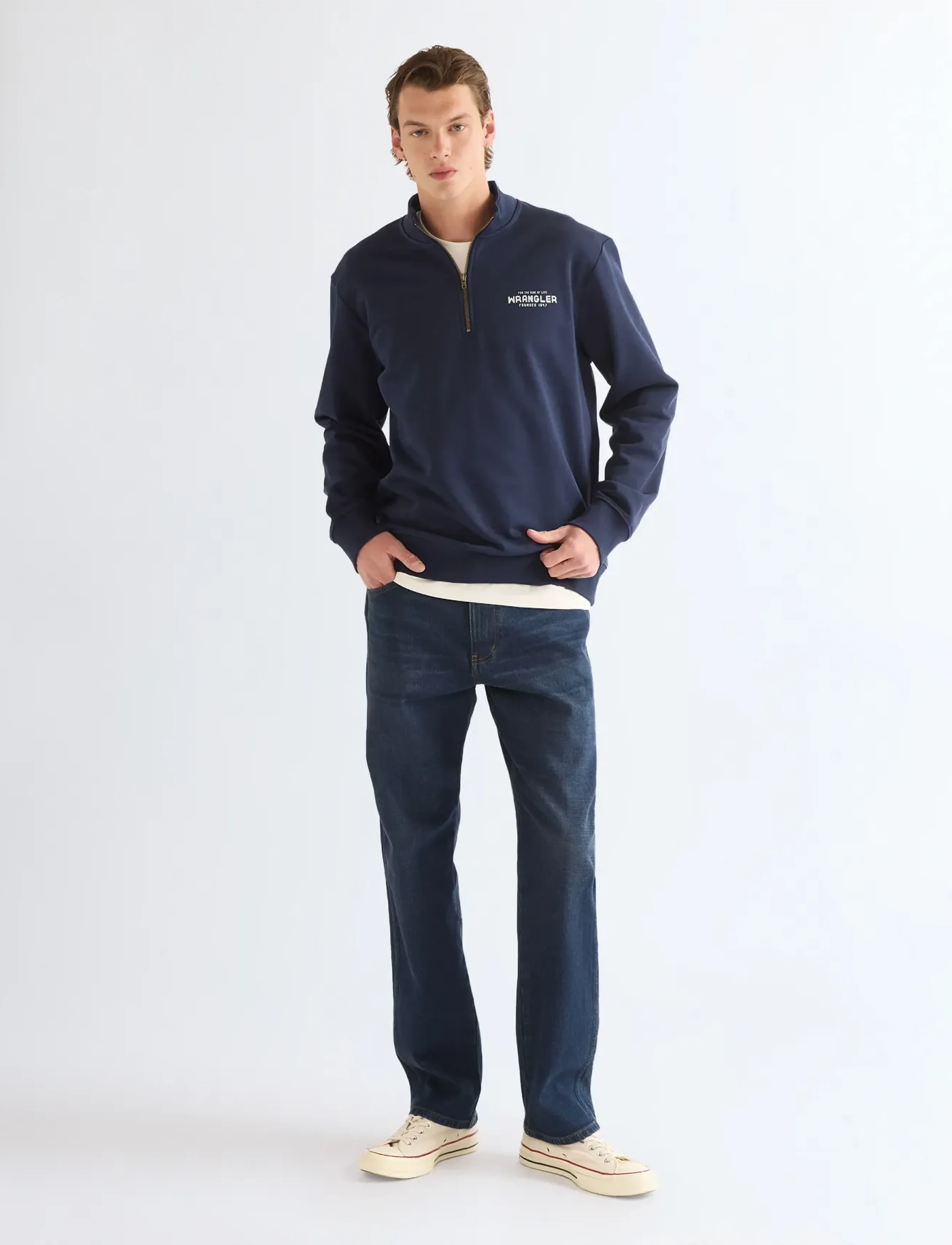 Wrangler - FUNNEL NECK ZIP - sügisesed riided - black iris - 3