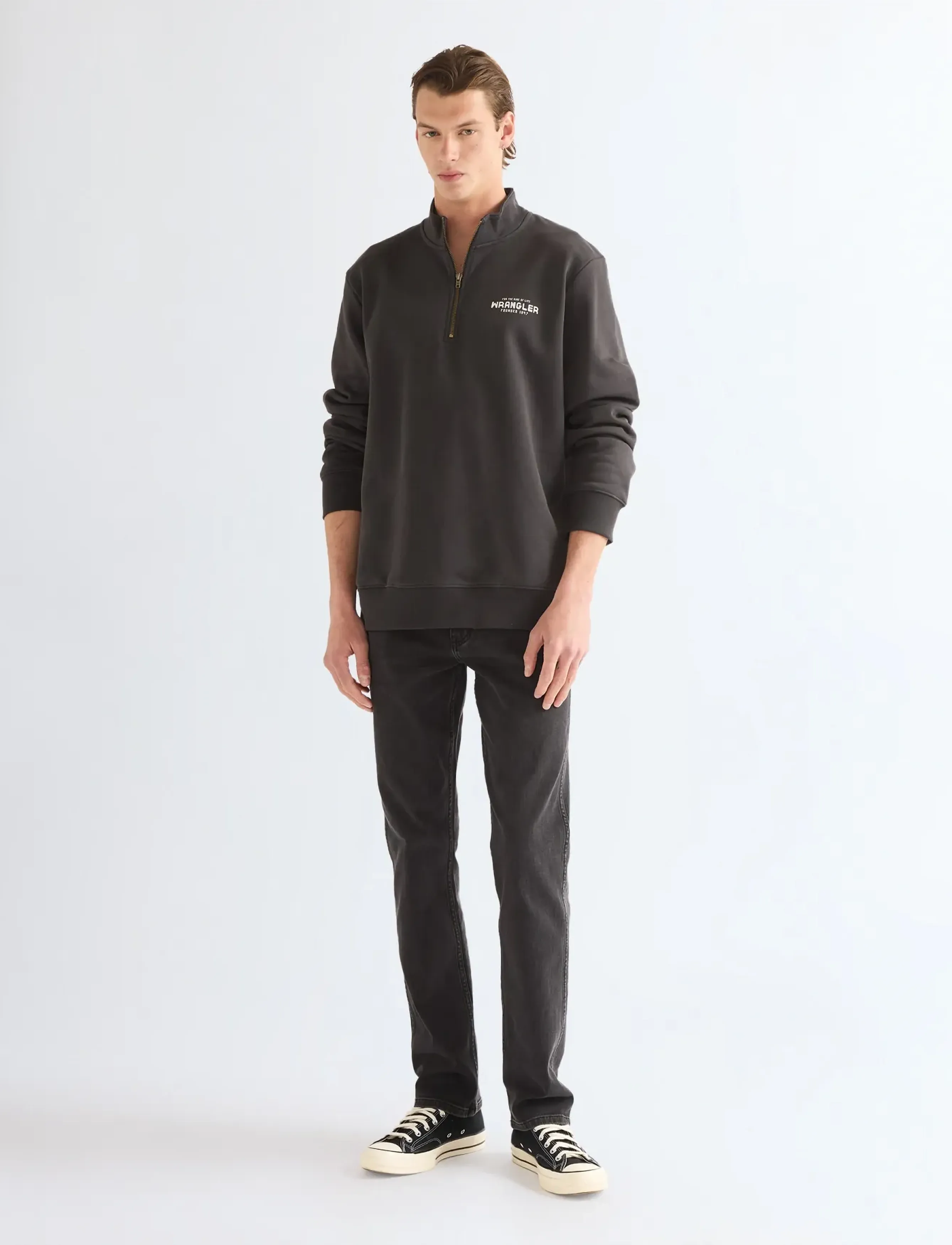 Wrangler - FUNNEL NECK ZIP - faded black - 3