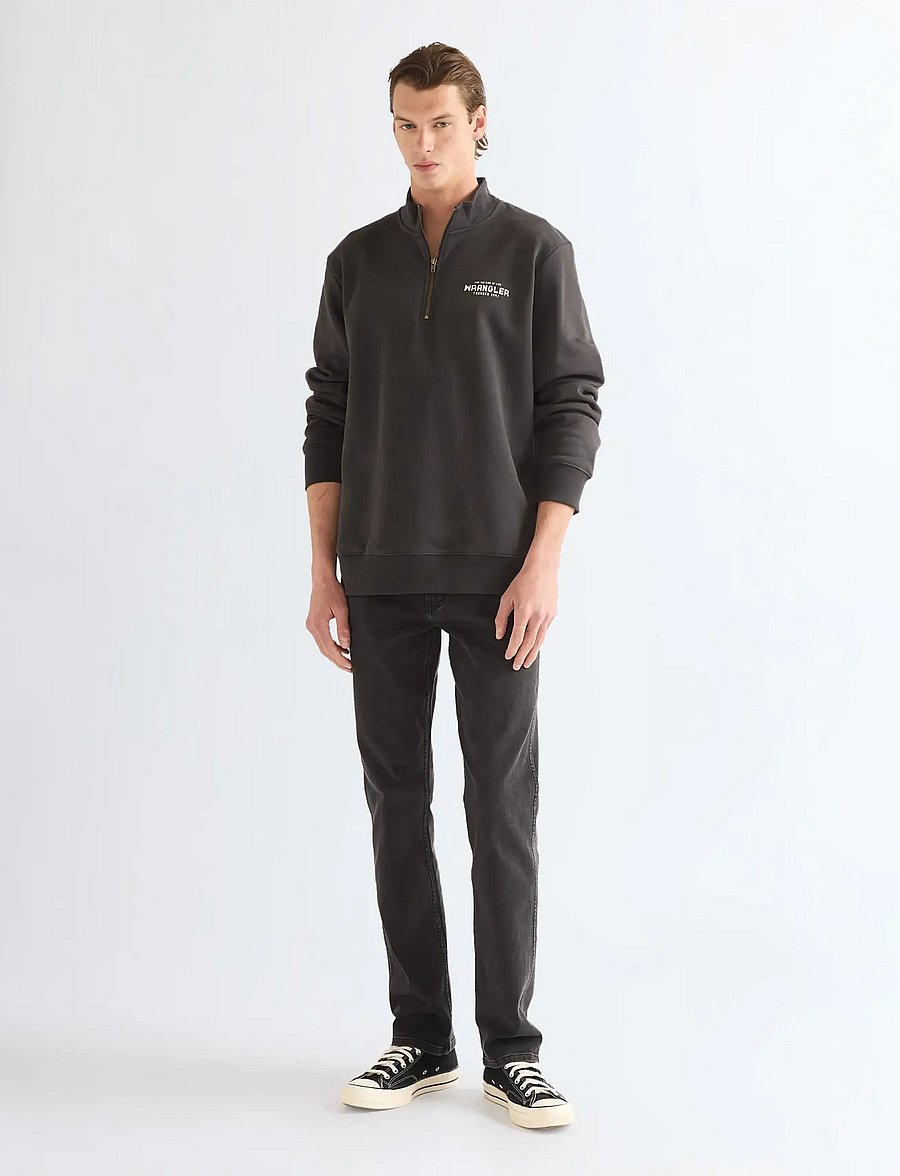 Wrangler - FUNNEL NECK ZIP - pullover mit halbem reißverschluss - faded black - 3