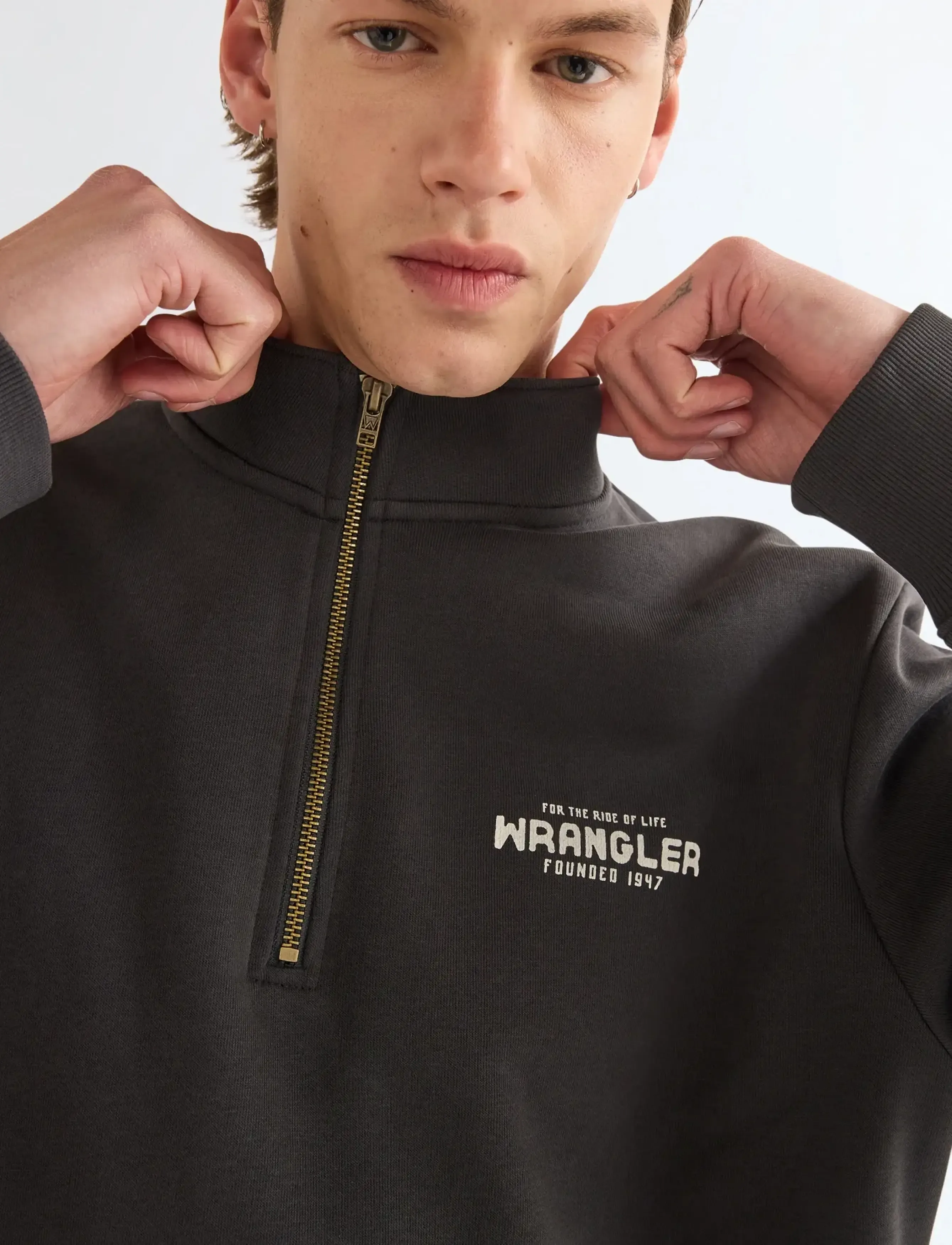 Wrangler - FUNNEL NECK ZIP - faded black - 5