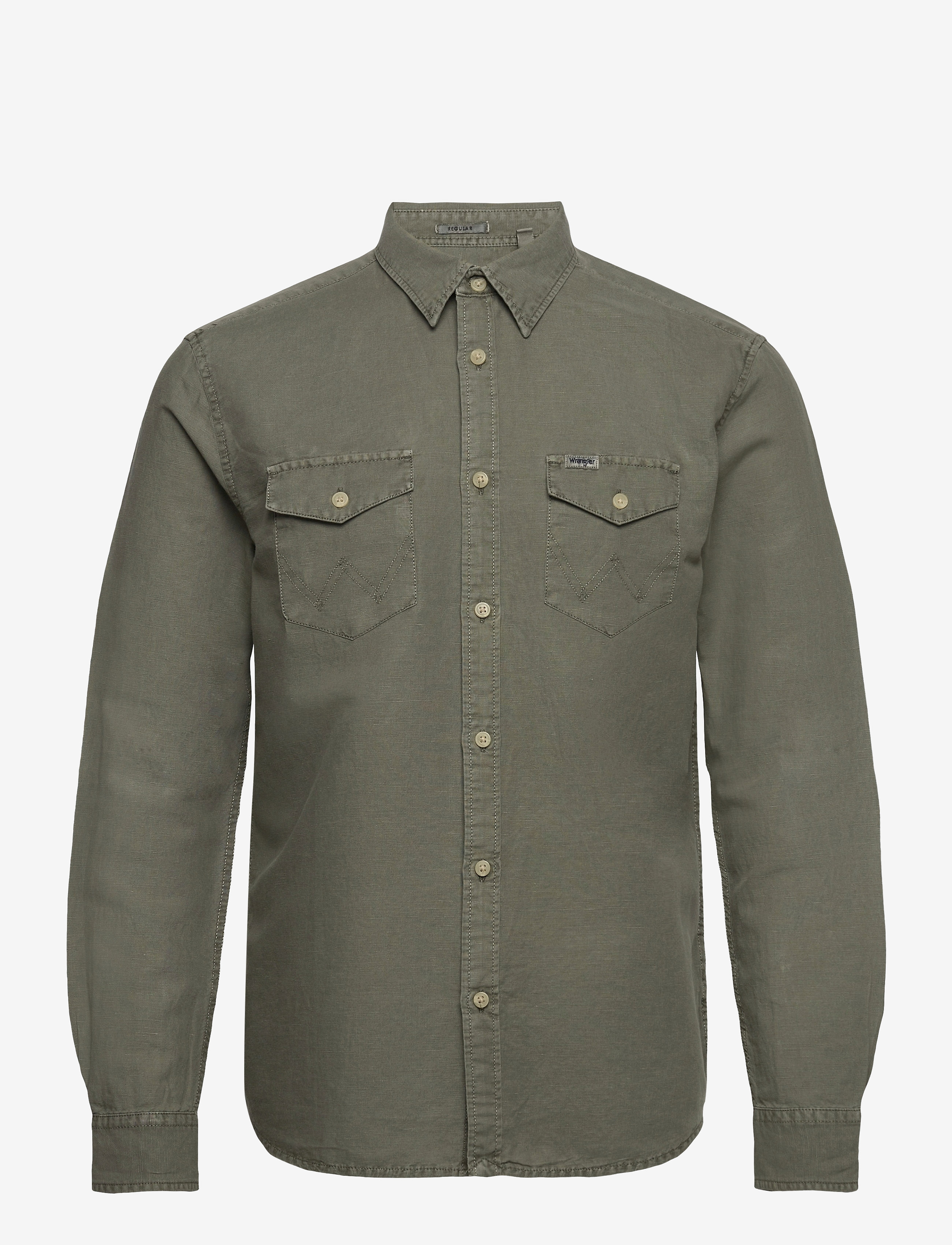 Wrangler - LS 2 PKT FLAP SHIRT - dusty olive - 0