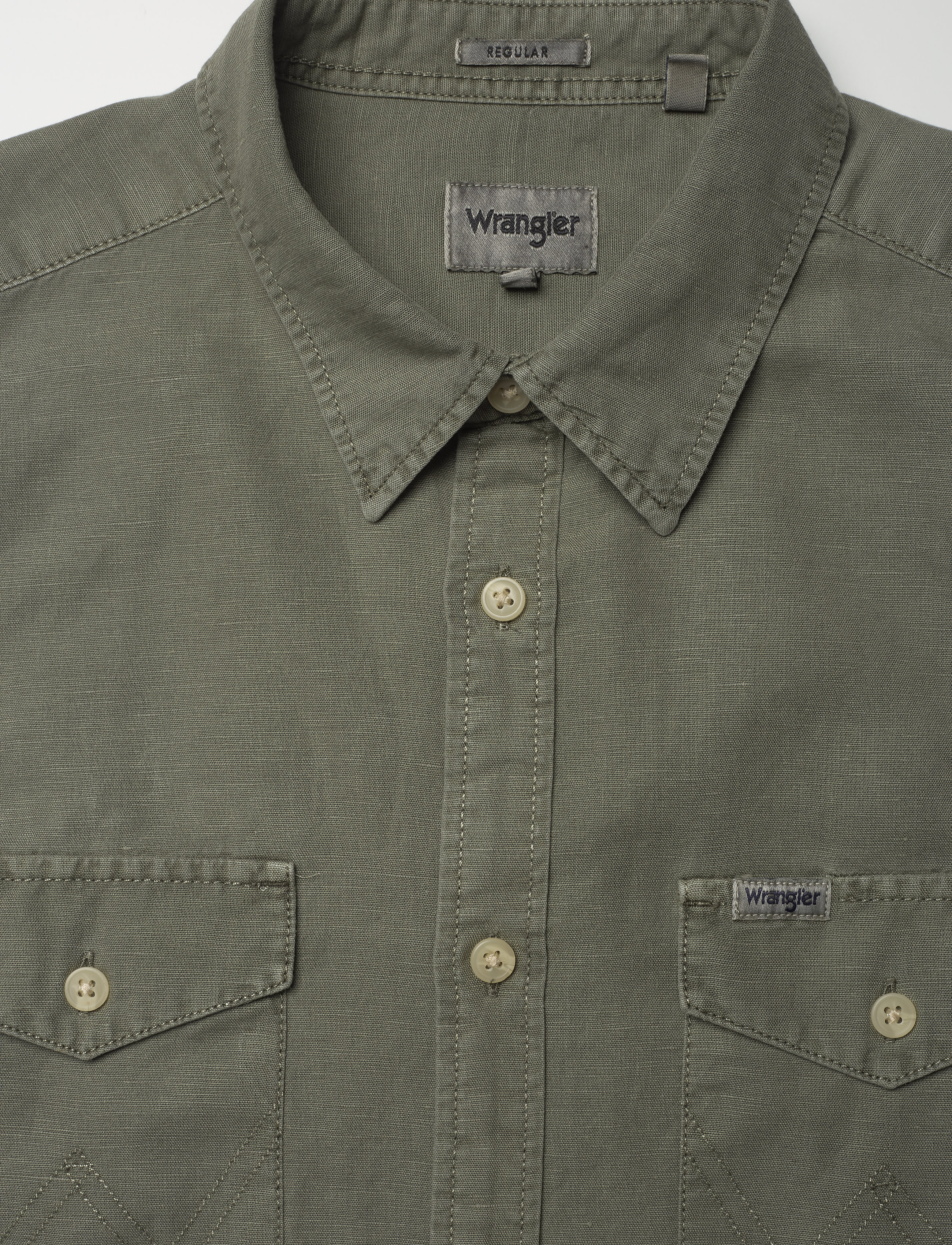 Wrangler - LS 2 PKT FLAP SHIRT - dusty olive - 2