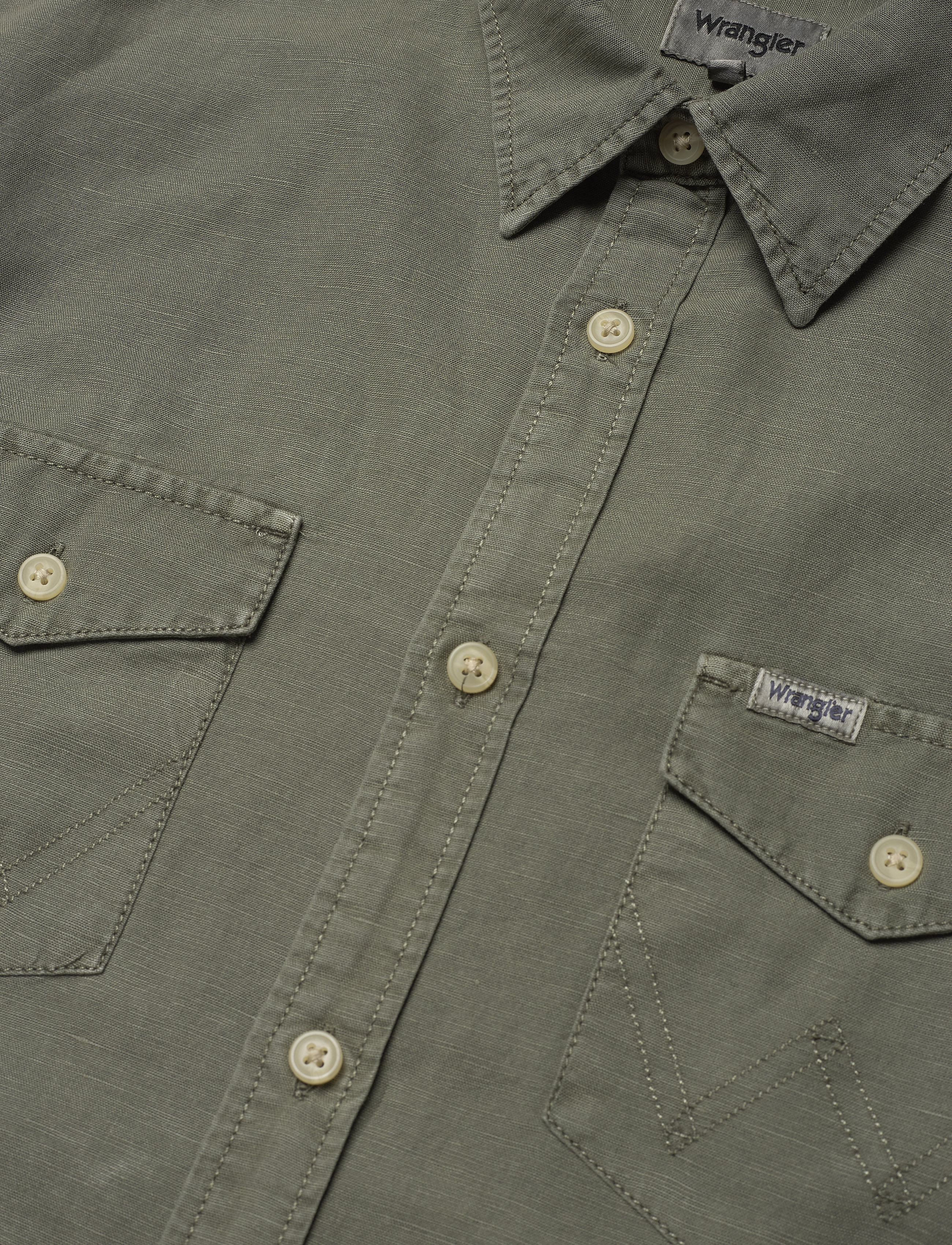 Wrangler - LS 2 PKT FLAP SHIRT - dusty olive - 3