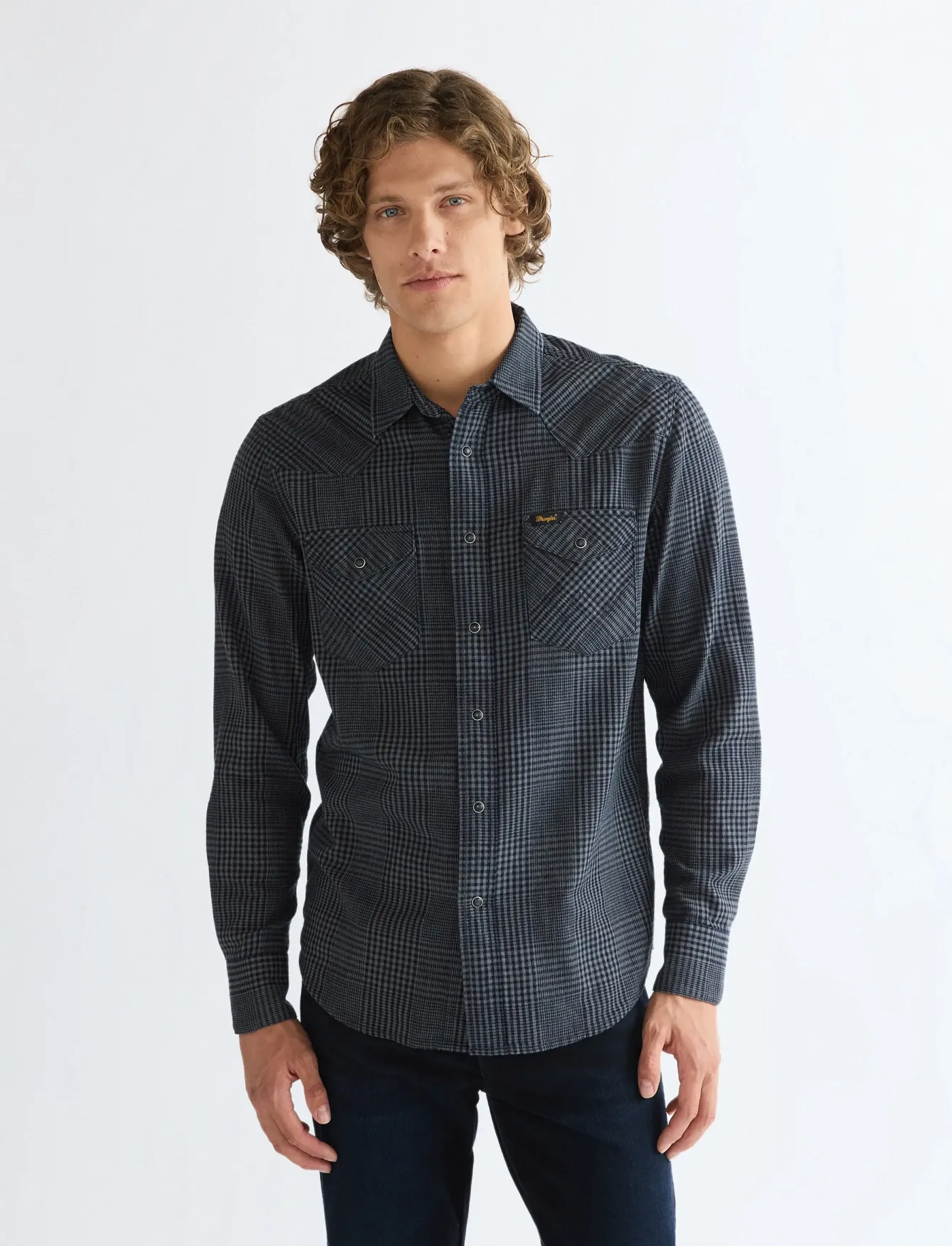 Wrangler WESTERN SHIRT - Ruudulised särgid - HEALTHERED INDIGO / navy