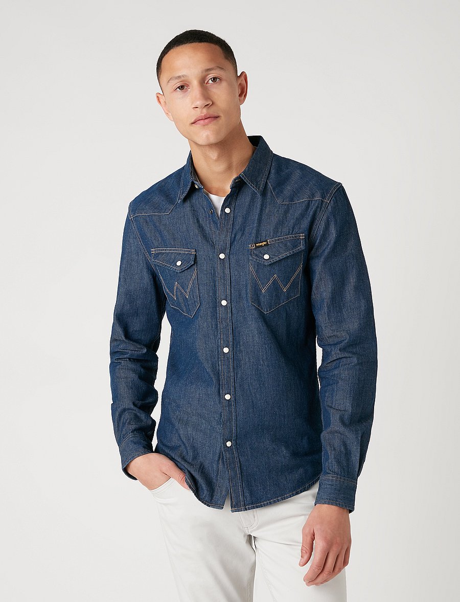 Wrangler - LS WESTERN SHIRT - dark stone - 0