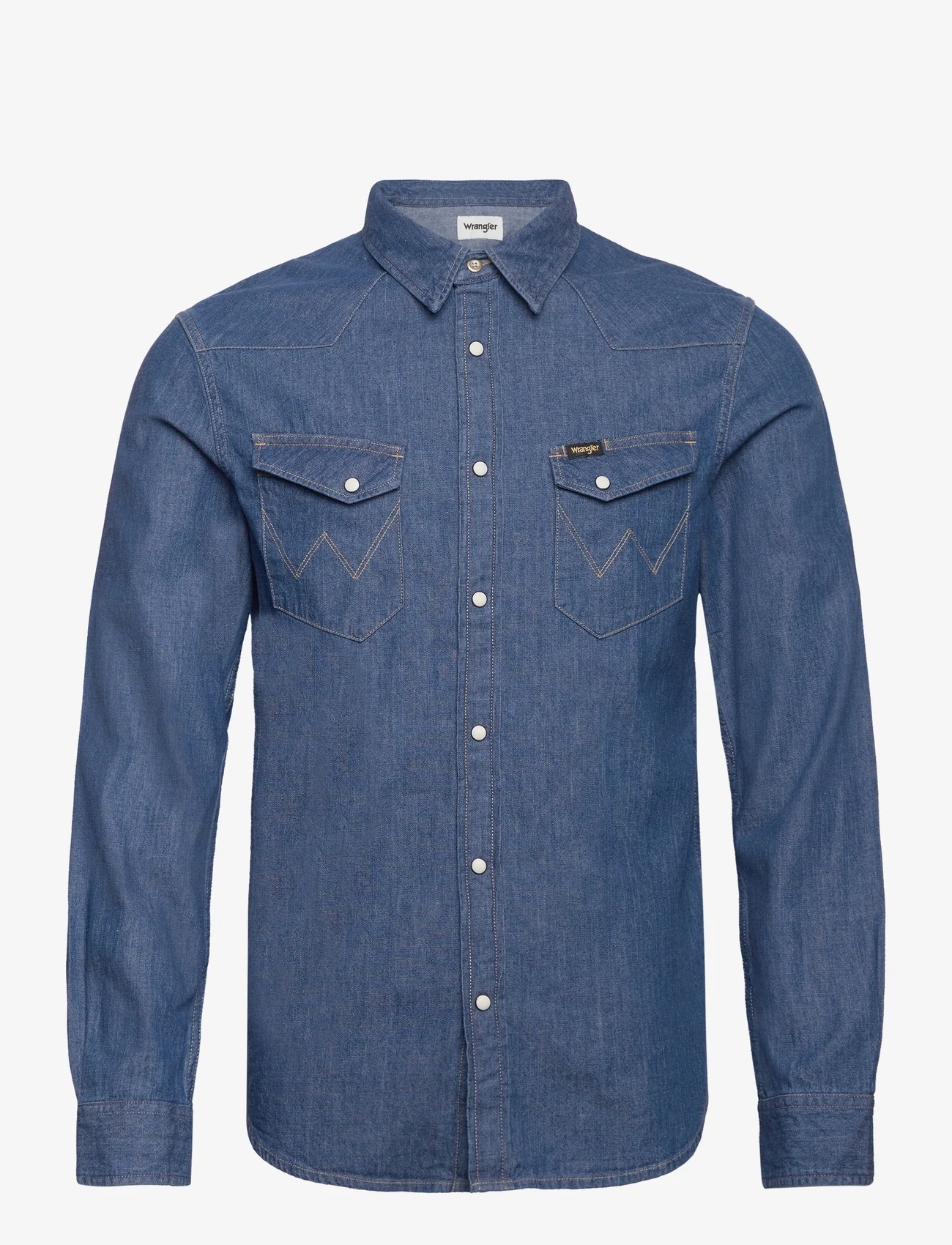 Wrangler - LS WESTERN SHIRT - džinsiniai marškiniai - midstone - 0