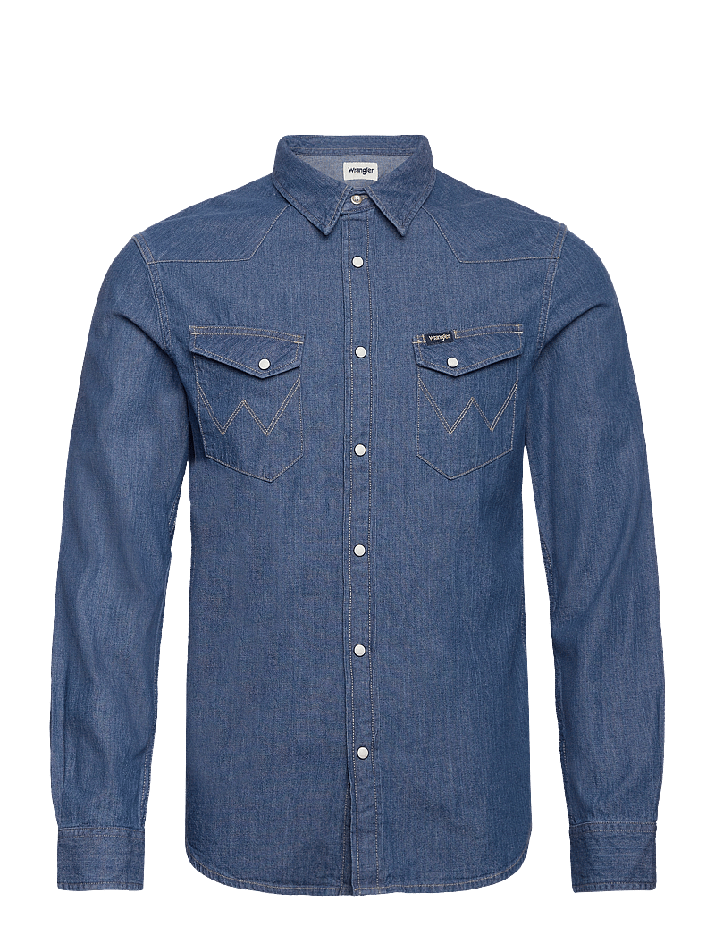 Wrangler - LS WESTERN SHIRT - denimowe koszulki - midstone - 1