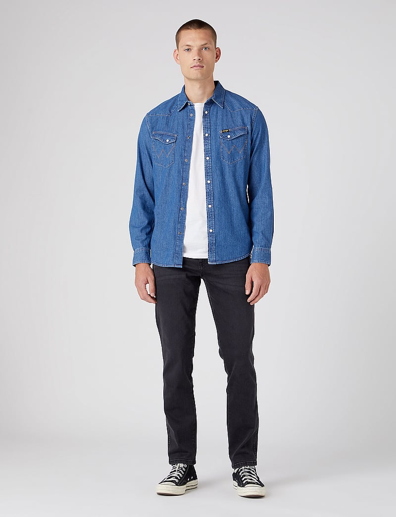 Wrangler - LS WESTERN SHIRT - denimowe koszulki - midstone - 3