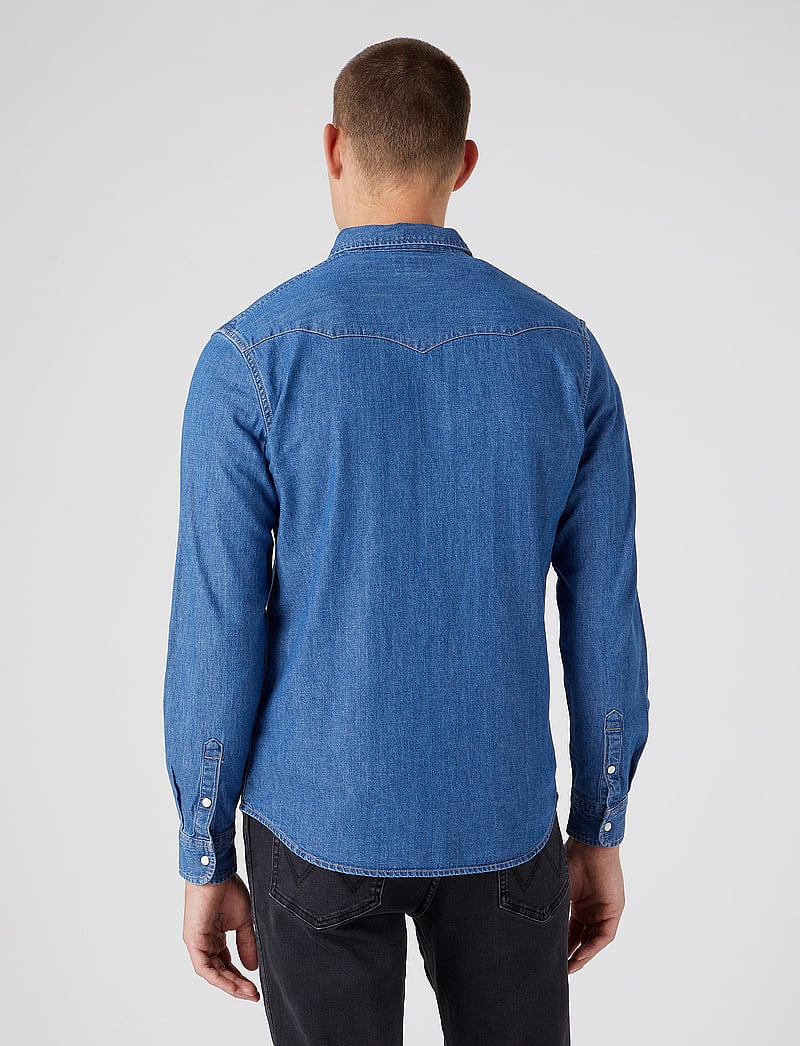 Wrangler - LS WESTERN SHIRT - denimowe koszulki - midstone - 4