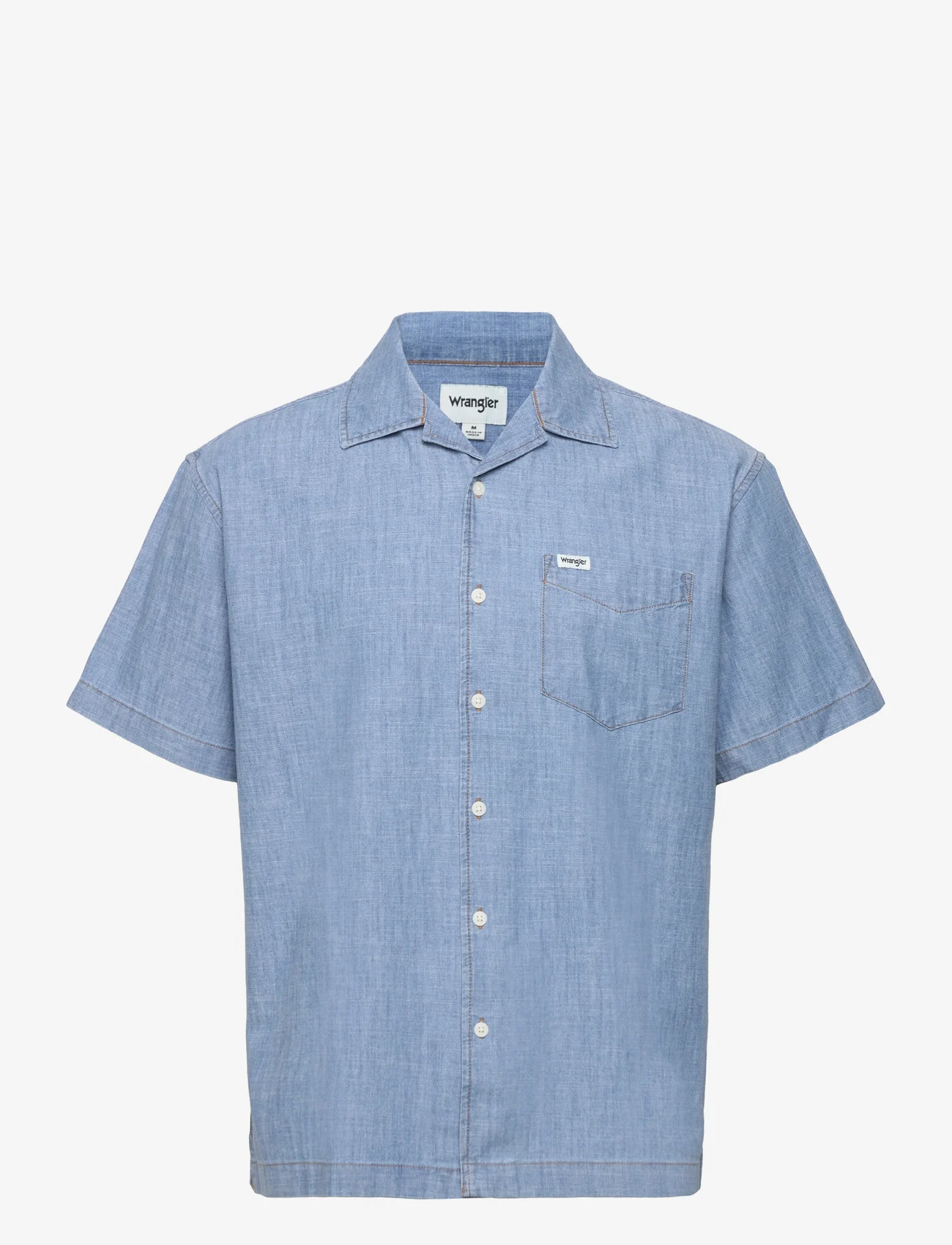 Wrangler - SS RESORT SHIRT - kortärmade t-shirts - mid indigo - 0