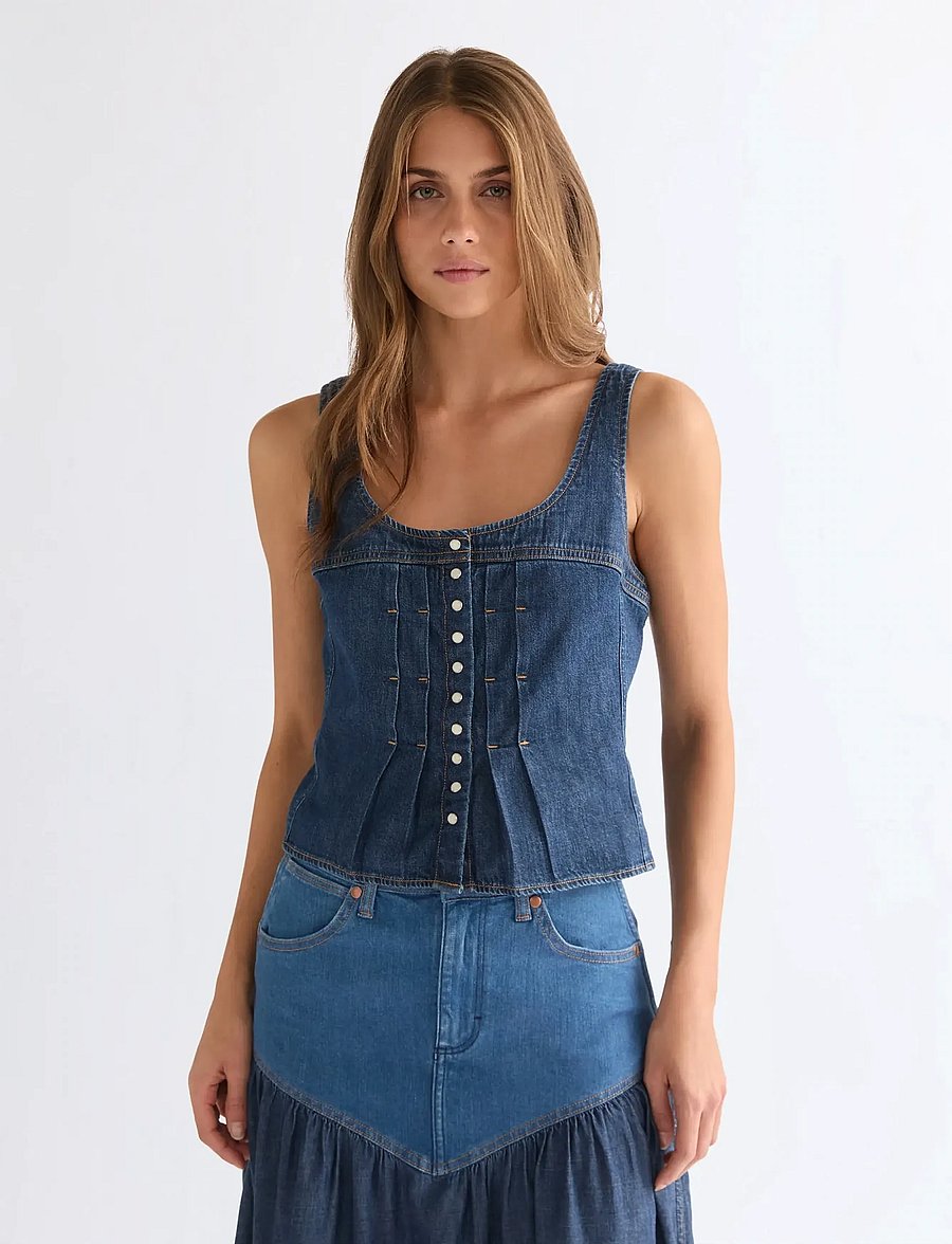 Wrangler - PLEATED CORSET TOP - crop tops - lone rider - 0