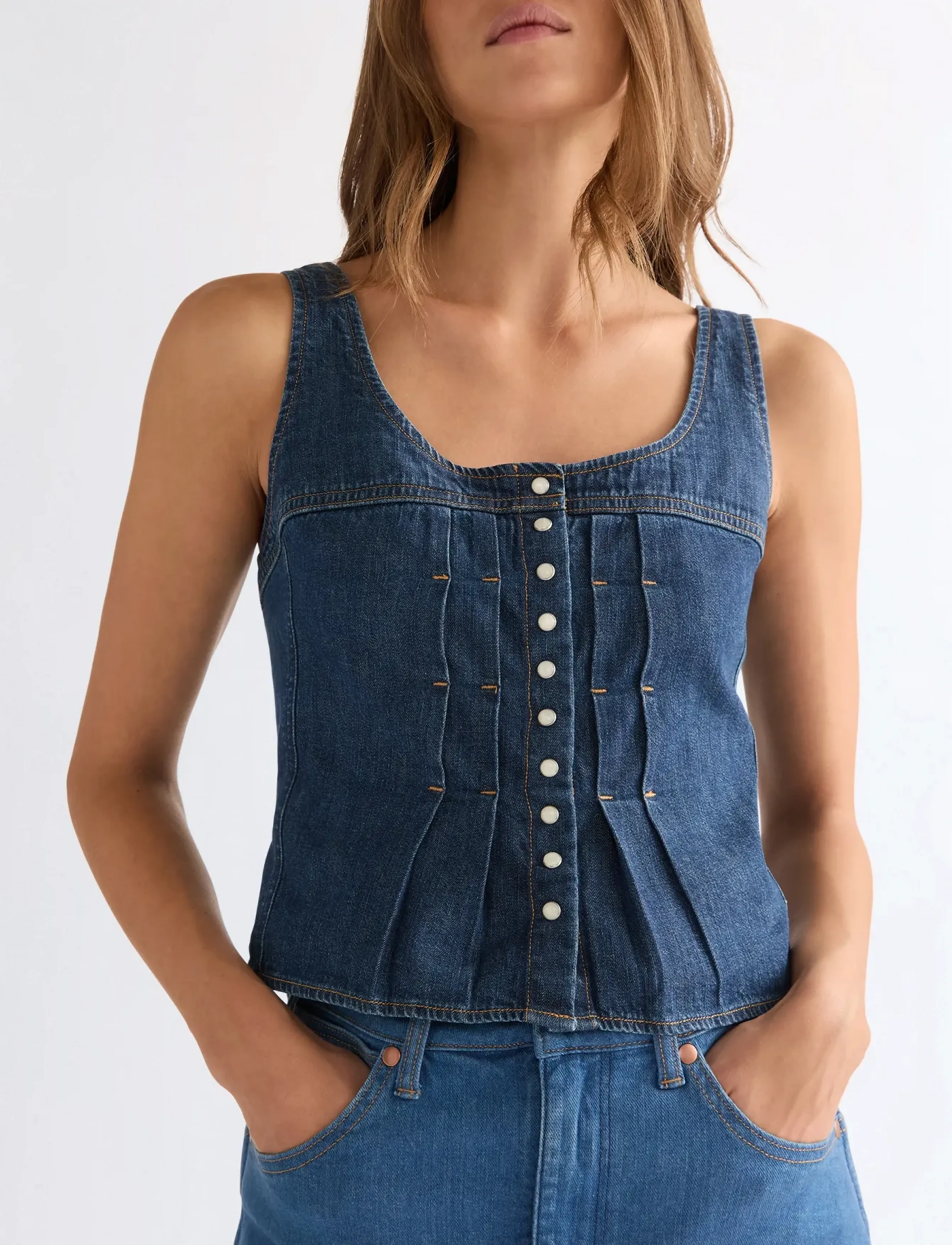 Wrangler - PLEATED CORSET TOP - crop tops - lone rider - 4