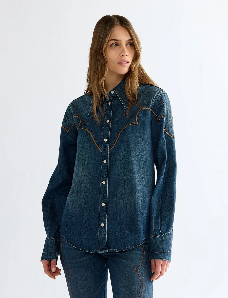 Wrangler - WESTERN YOKE SHIRT - jeanshemden - saloon shadow - 0