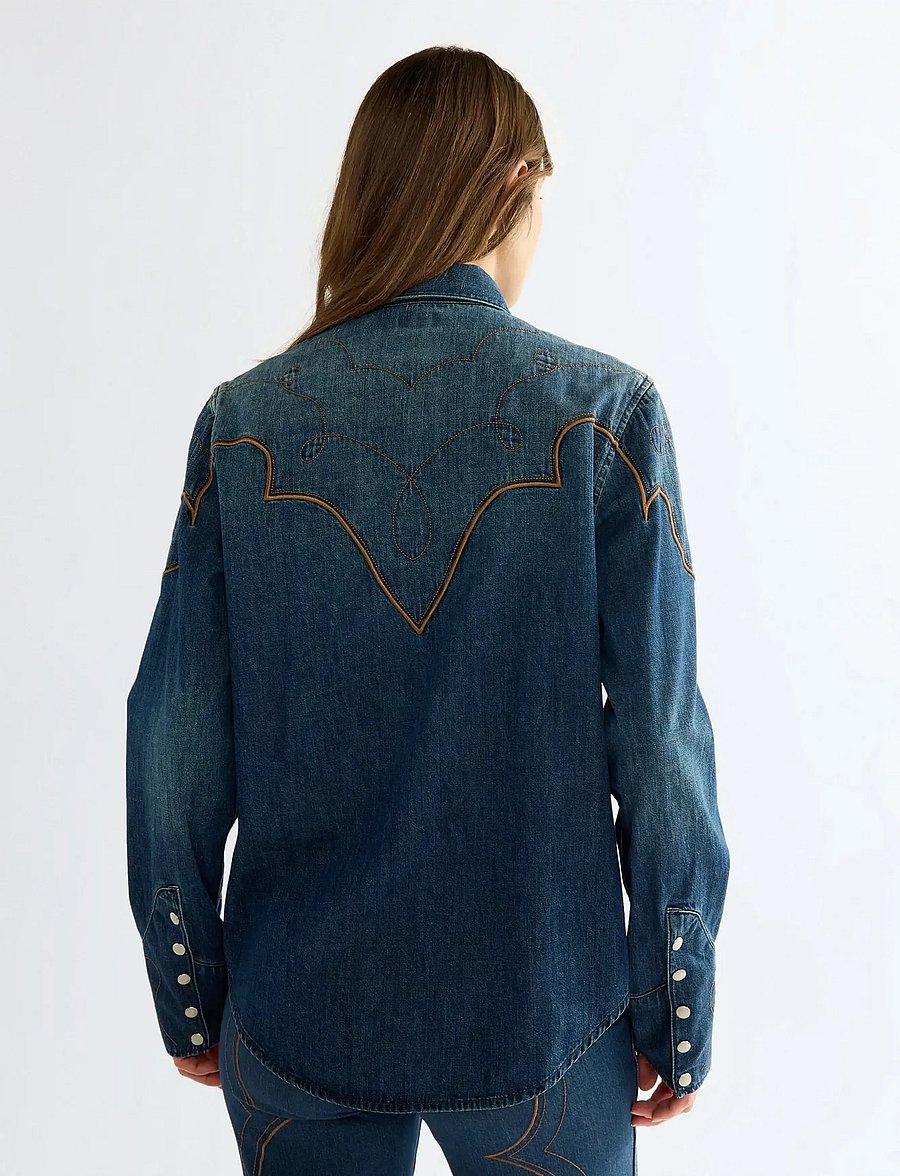Wrangler - WESTERN YOKE SHIRT - jeanshemden - saloon shadow - 4