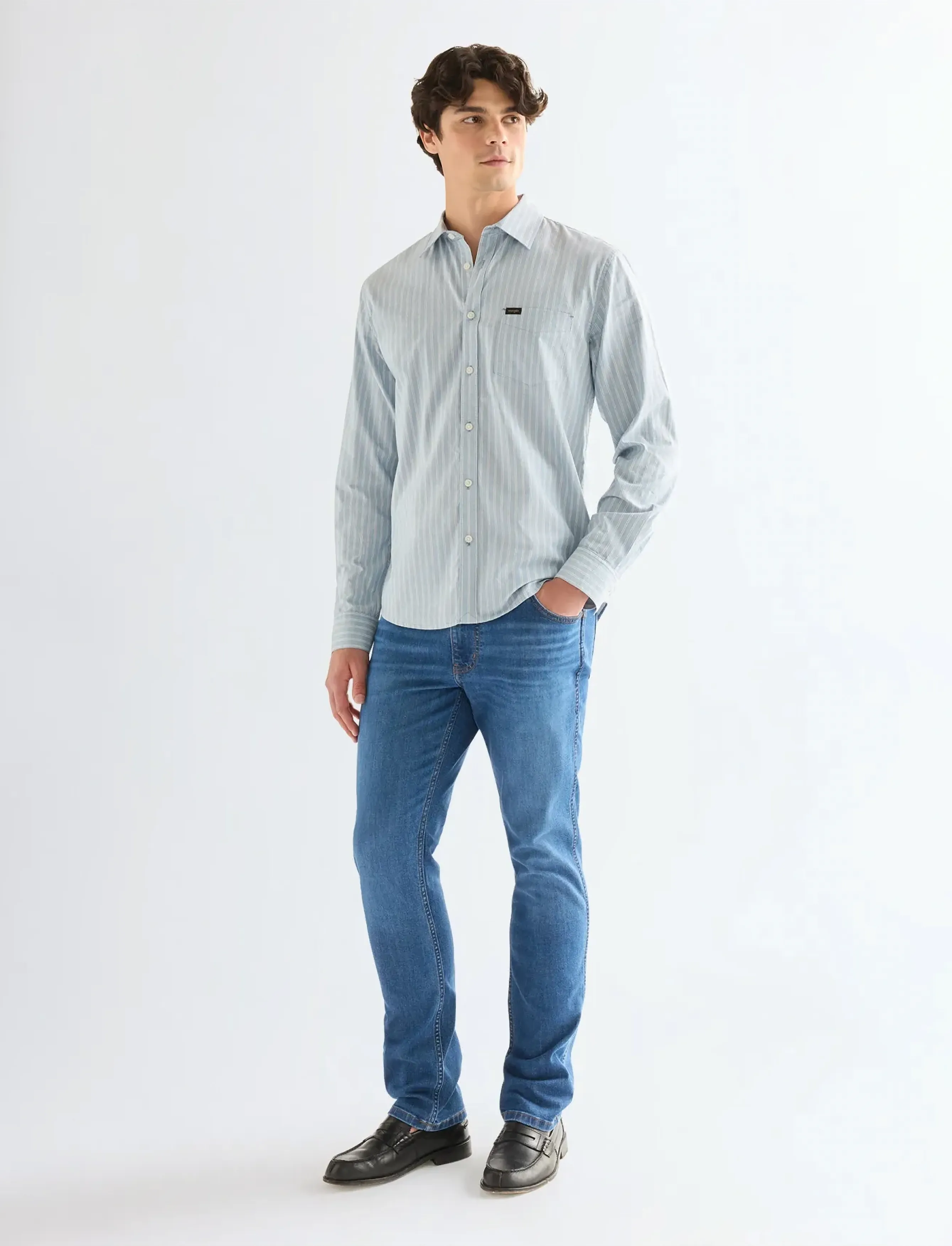 Wrangler - 1 PKT SHIRT - laveste priser - blue stripe - 4