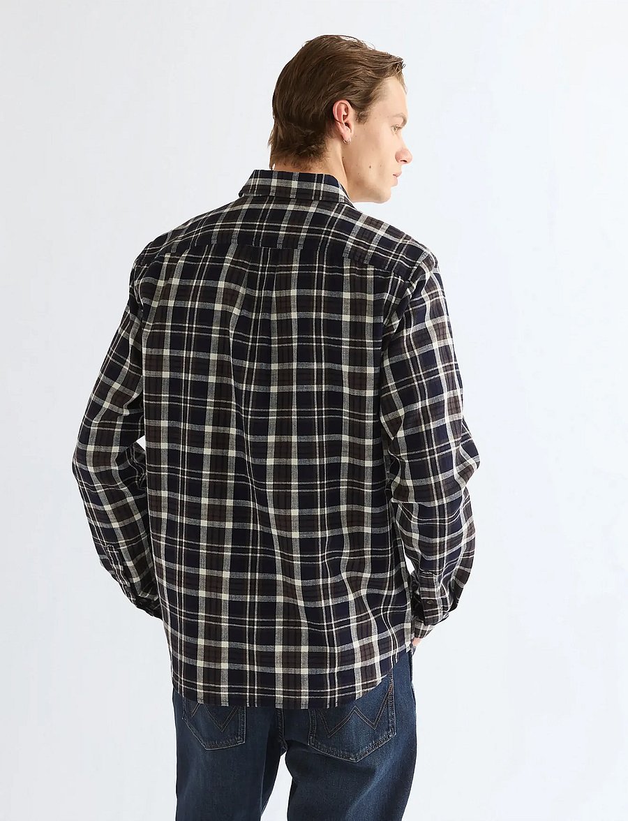 Wrangler - 1 PKT SHIRT - gestreifte hemden - dark indigo - 4