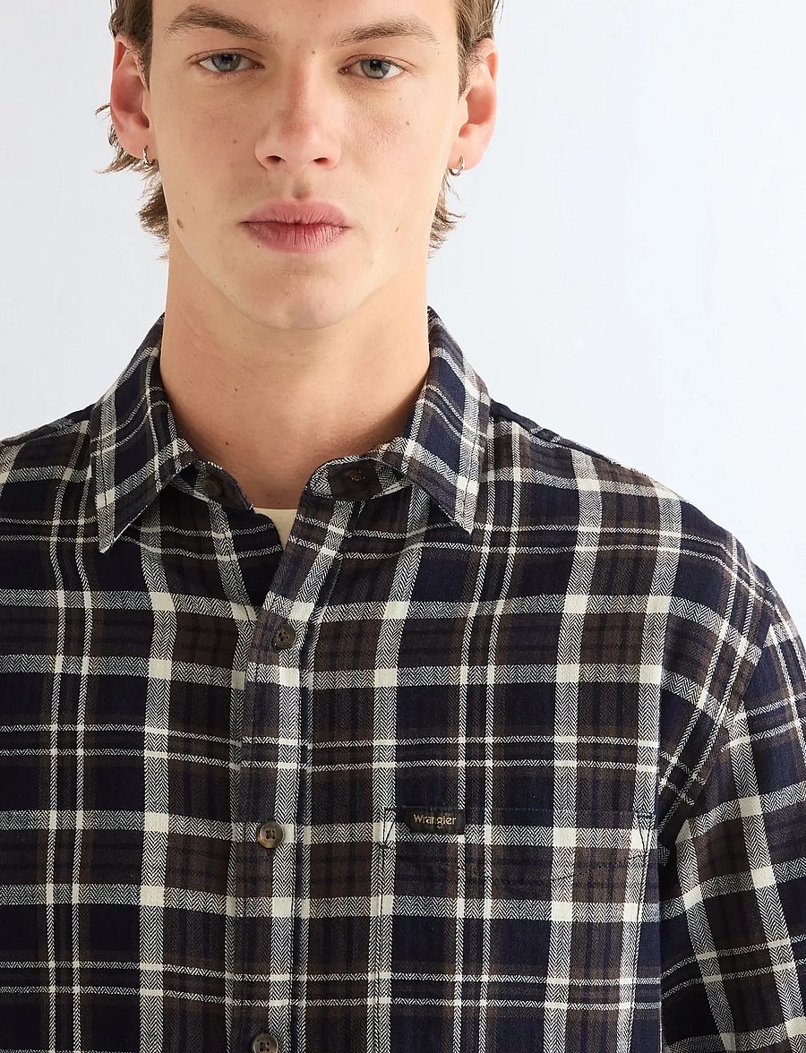 Wrangler - 1 PKT SHIRT - gestreifte hemden - dark indigo - 5
