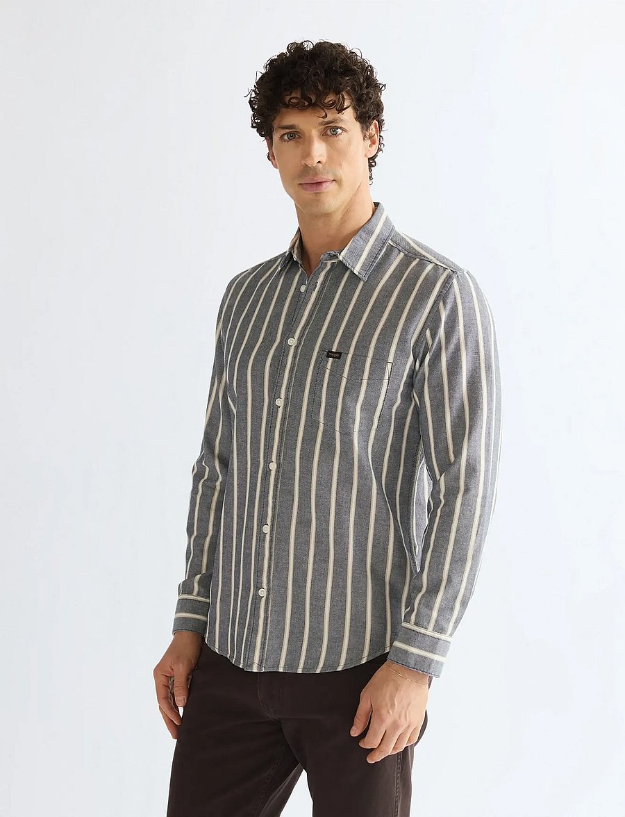 Wrangler - 1 PKT SHIRT - triibulised särgid - dark sapphire - 0