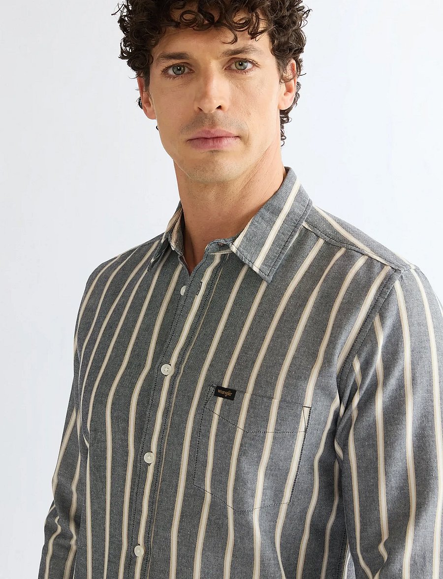 Wrangler - 1 PKT SHIRT - triibulised särgid - dark sapphire - 5