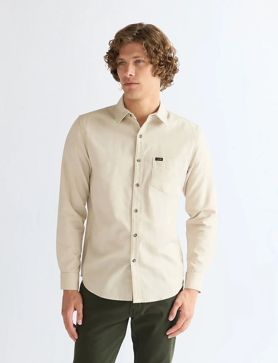 Wrangler - 1 PKT SHIRT - vabaajasärgid - pelican - 0