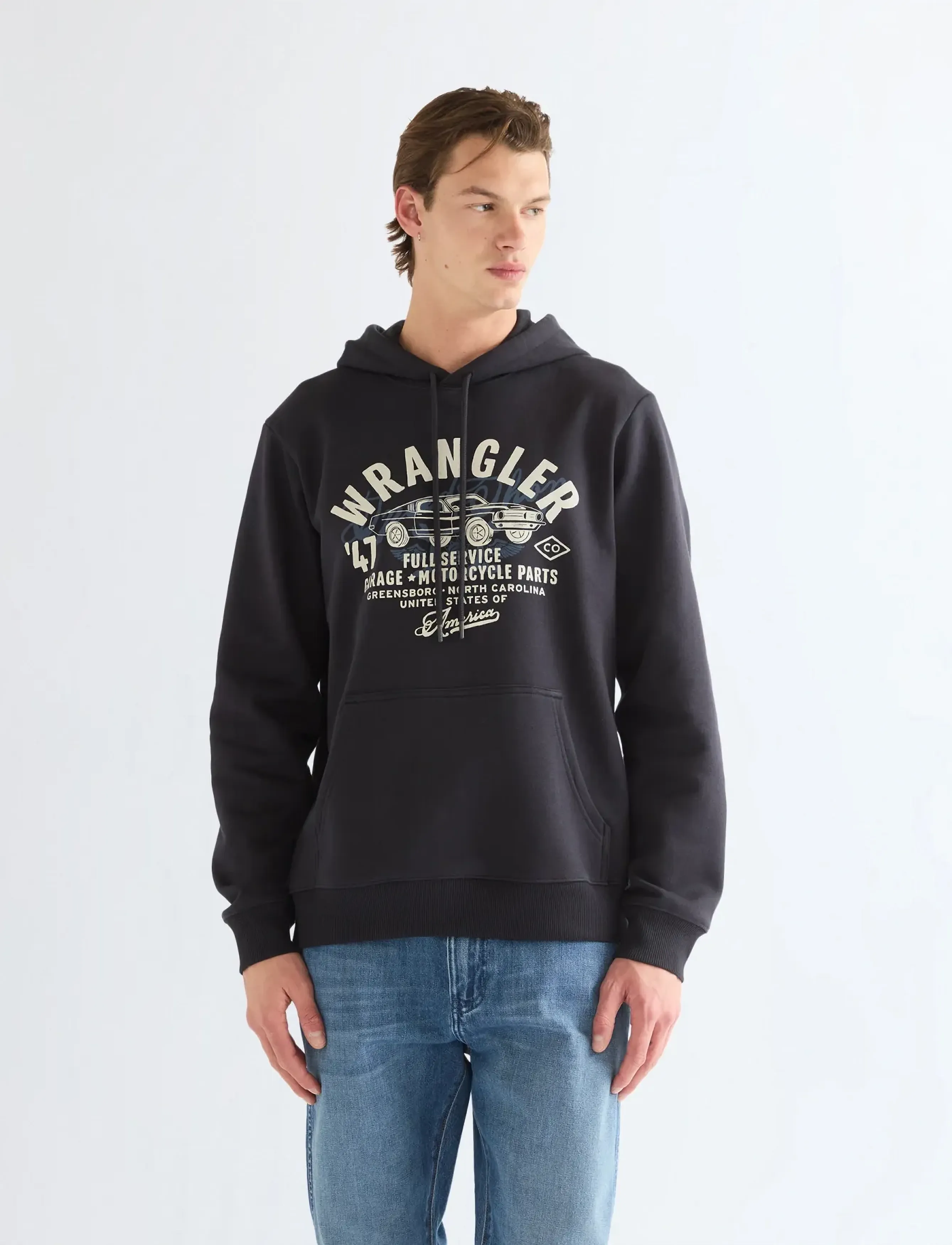 Wrangler Americana Hoodie, XXL, Sweatshirts & Hoodies, Schwarz - Männerswear