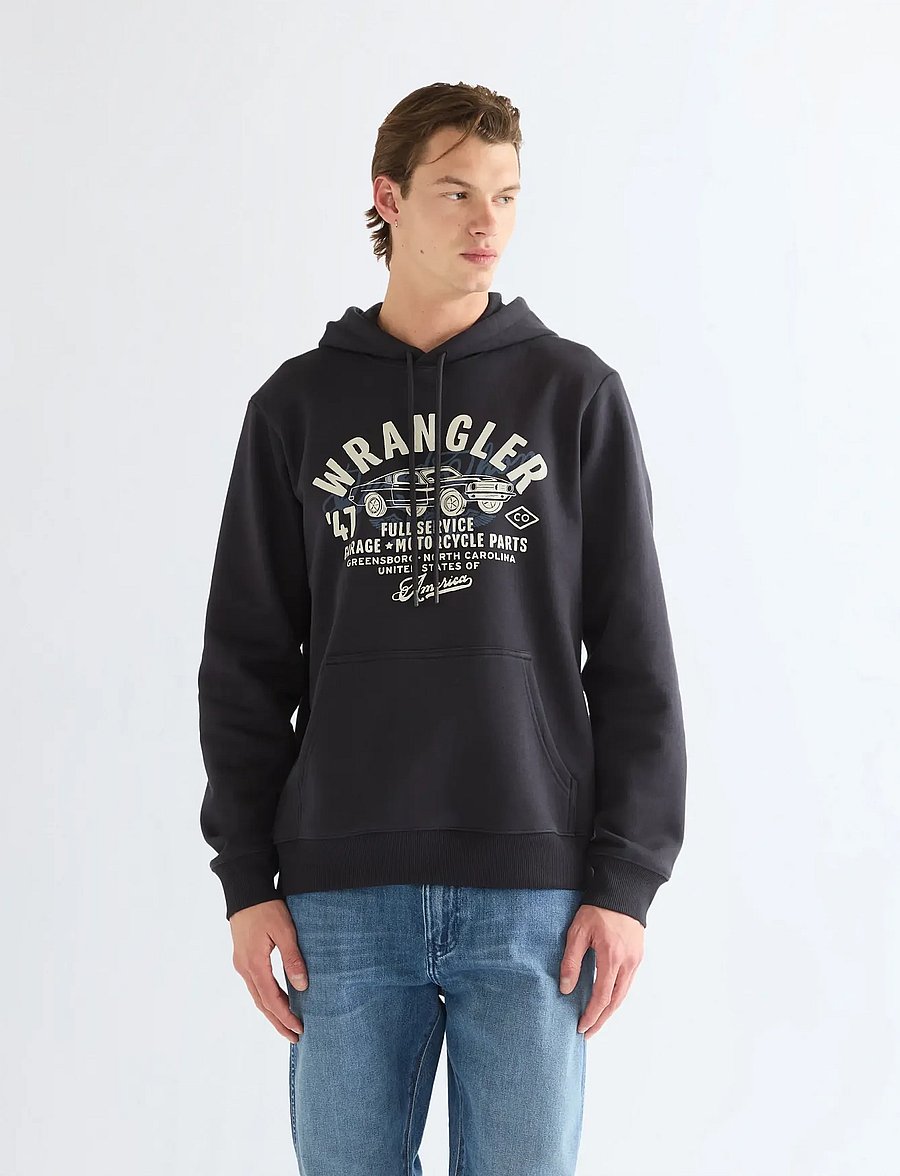 Wrangler - AMERICANA HOODIE - kapuutsiga pusad - black beauty - 0
