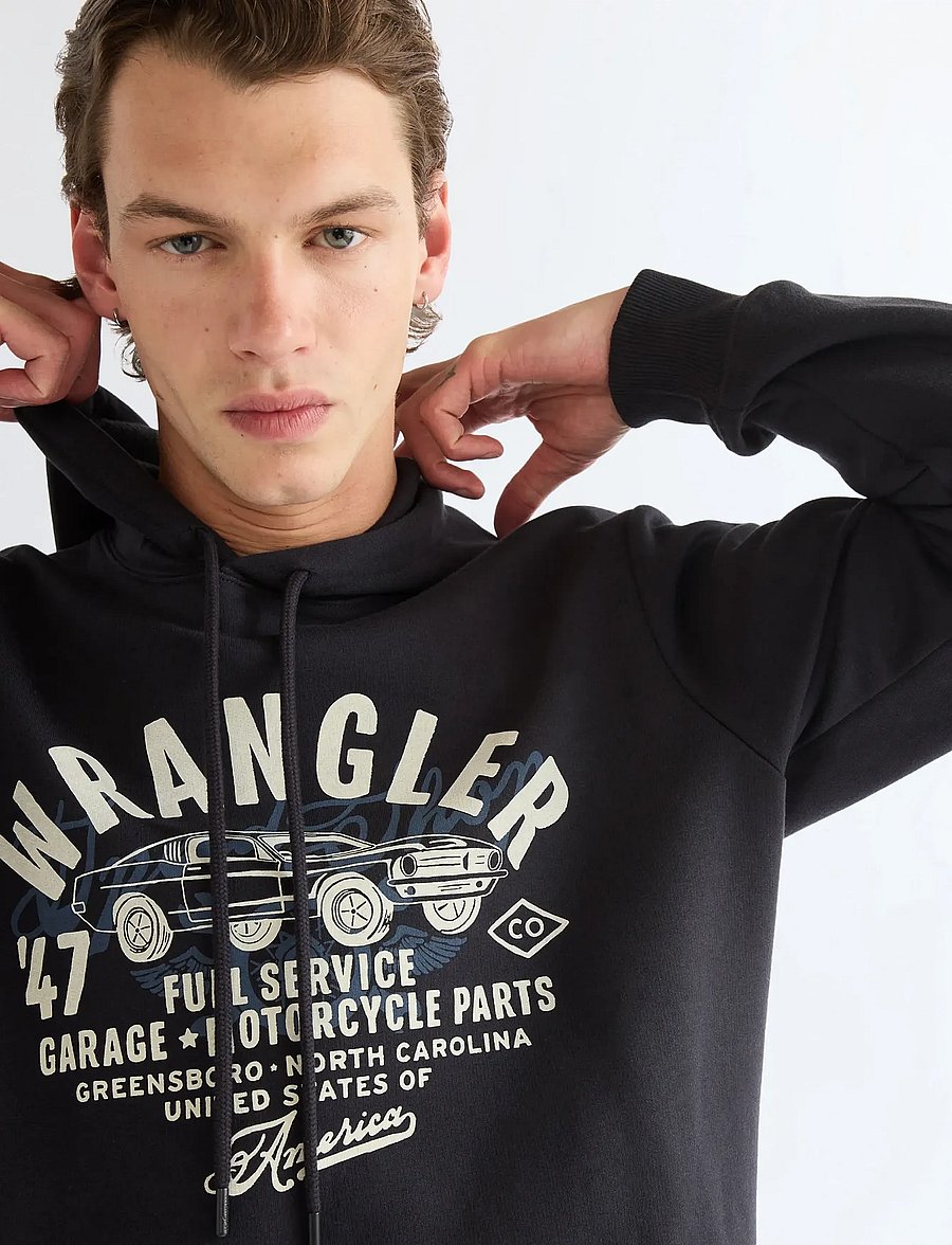 Wrangler - AMERICANA HOODIE - kapuutsiga pusad - black beauty - 5