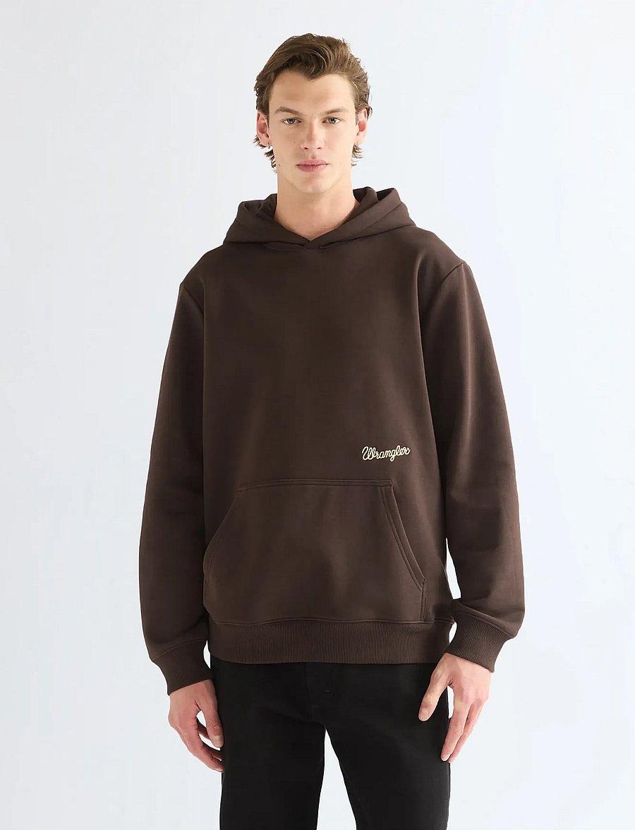 Wrangler - EMBROIDERY HOODIE - kapuutsiga pusad - chocolate torte - 0