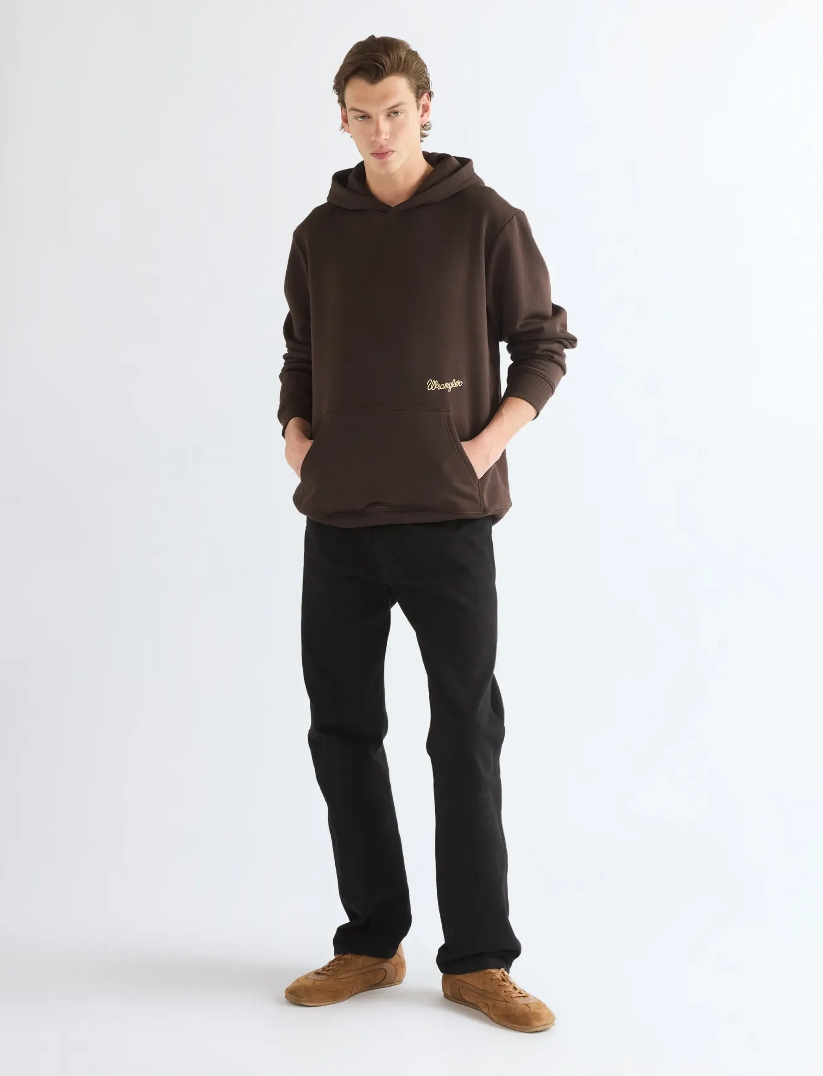 Wrangler - EMBROIDERY HOODIE - kapuutsiga pusad - chocolate torte - 3