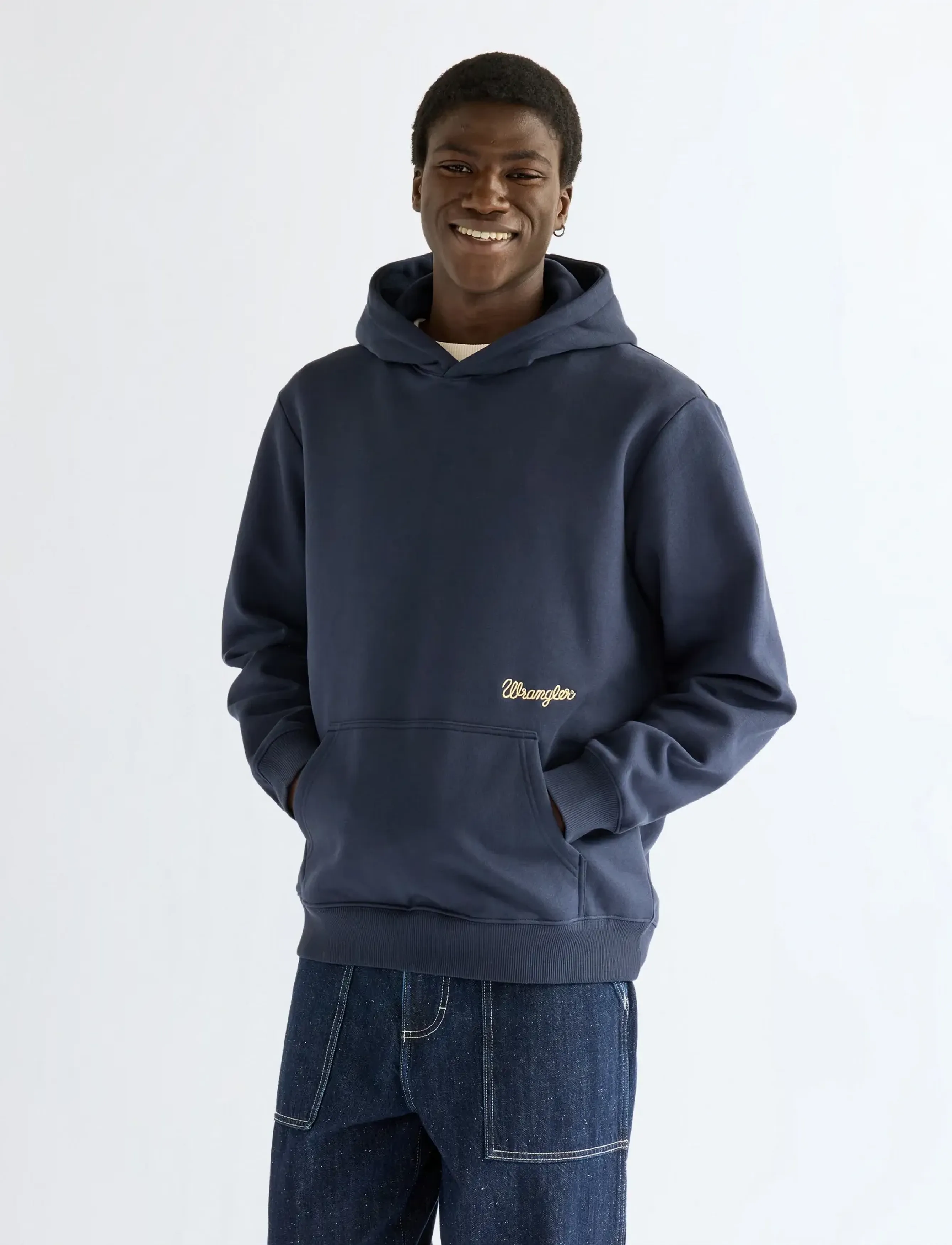 Wrangler EMBROIDERY HOODIE - Riided - DARK SAPPHIRE / navy