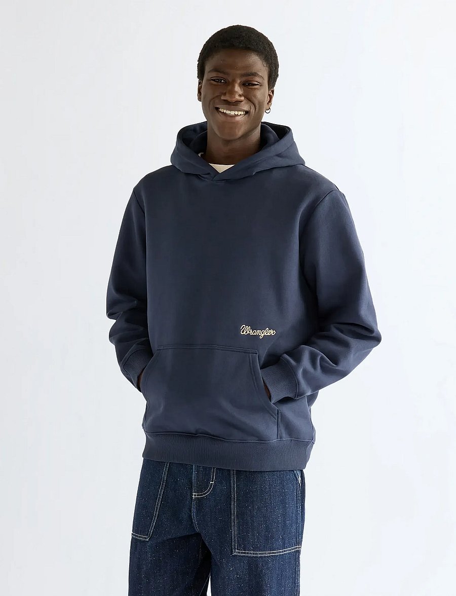 Wrangler - EMBROIDERY HOODIE - kapuutsiga pusad - dark sapphire - 0