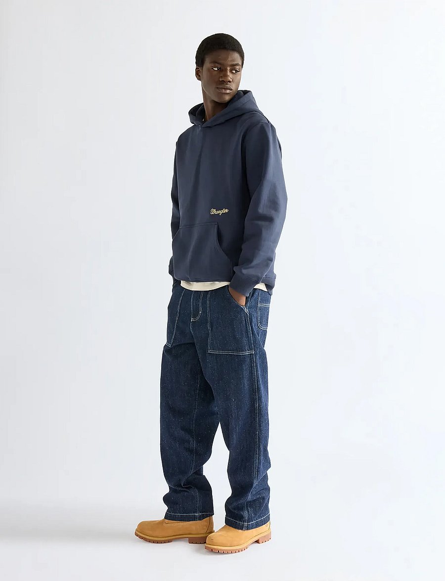 Wrangler - EMBROIDERY HOODIE - kapuutsiga pusad - dark sapphire - 4