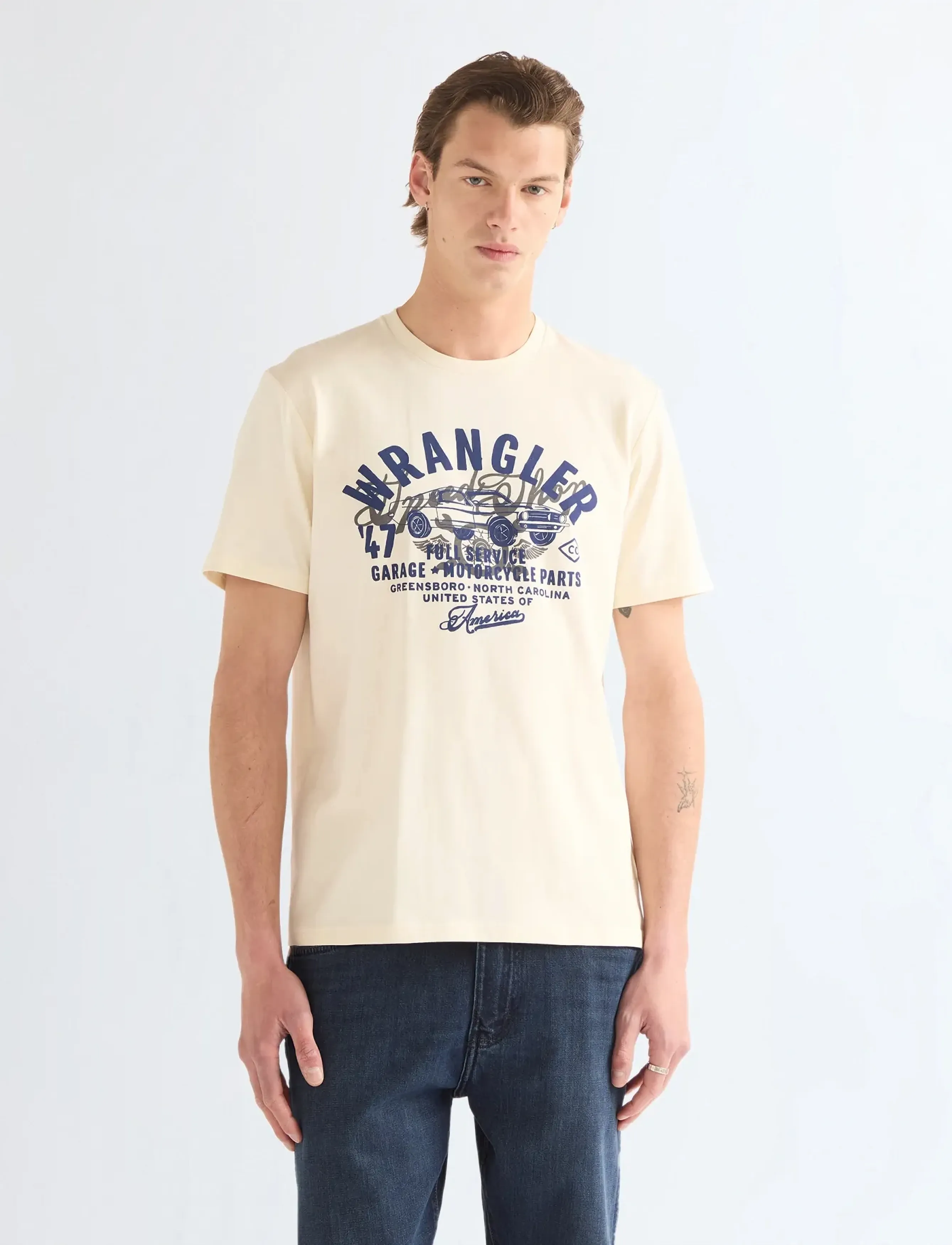 Wrangler AMERICANA TEE - Visa allt - ANTIQUE WHITE / cream