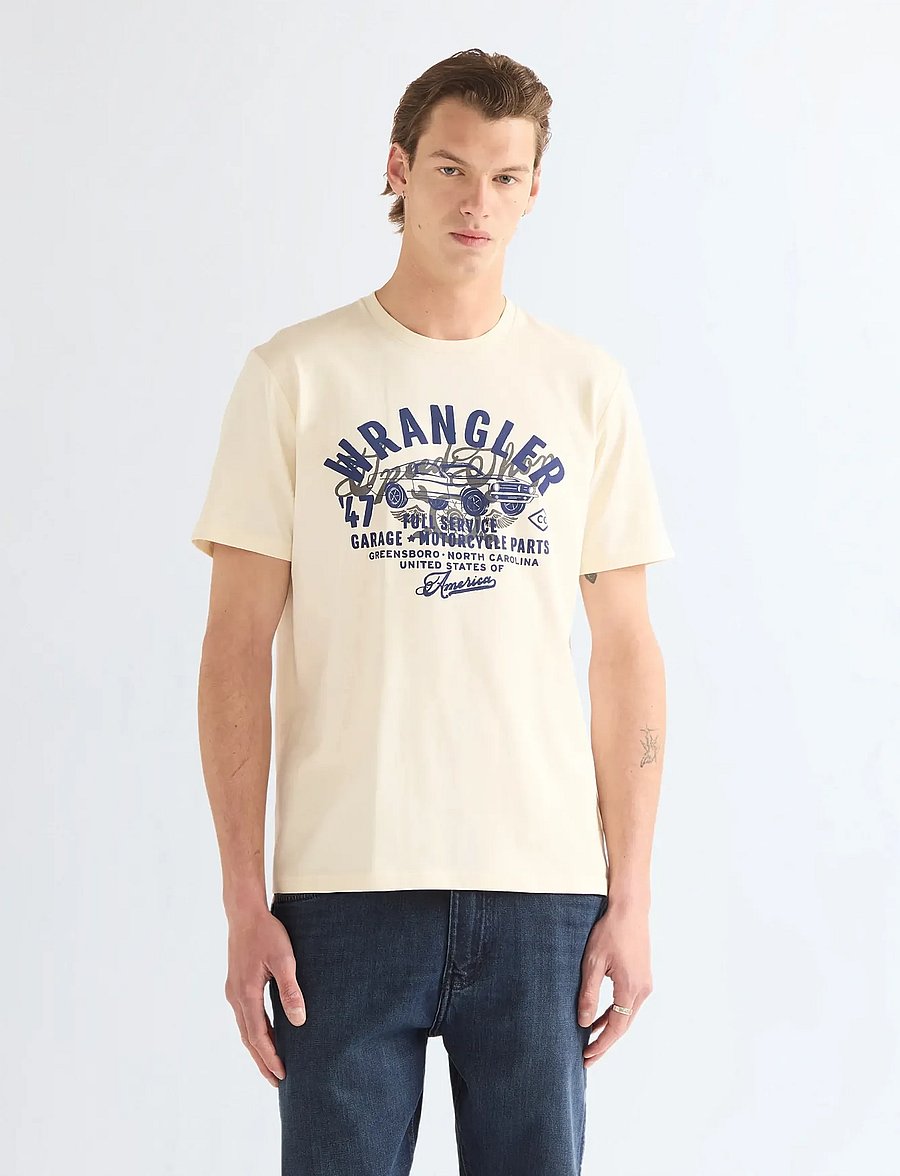 Wrangler - AMERICANA TEE - lühikeste varrukatega t-särgid - antique white - 0