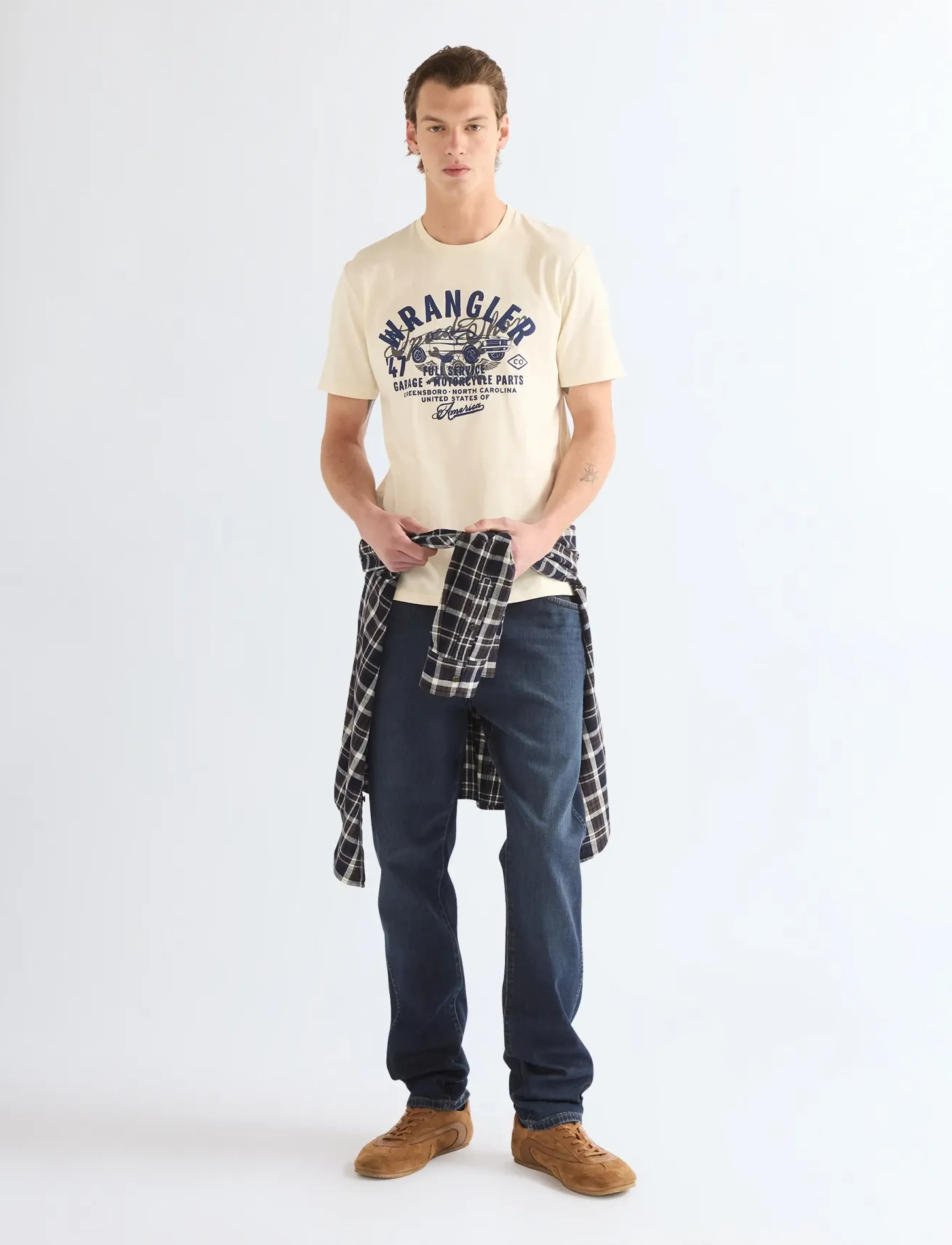Wrangler - AMERICANA TEE - kortärmade t-shirts - antique white - 3