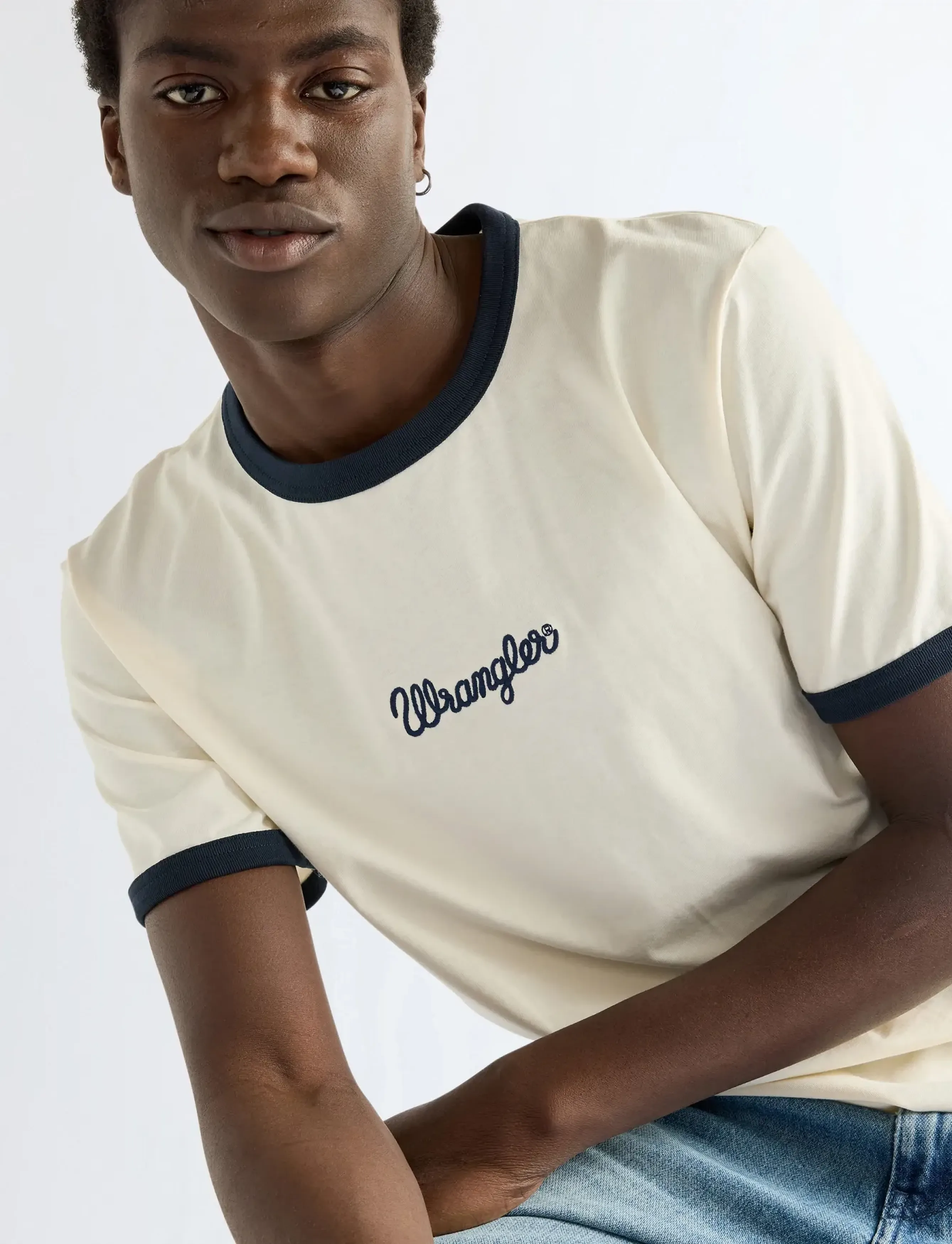Wrangler RINGER TEE - T-shirts - ANTIQUE WHITE / cream