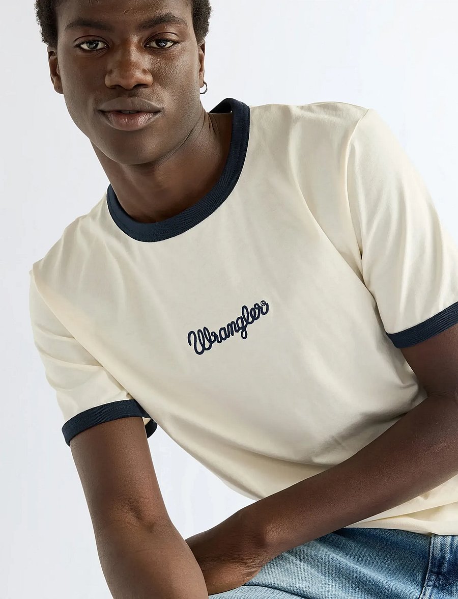 Wrangler - RINGER TEE - lühikeste varrukatega t-särgid - antique white - 0