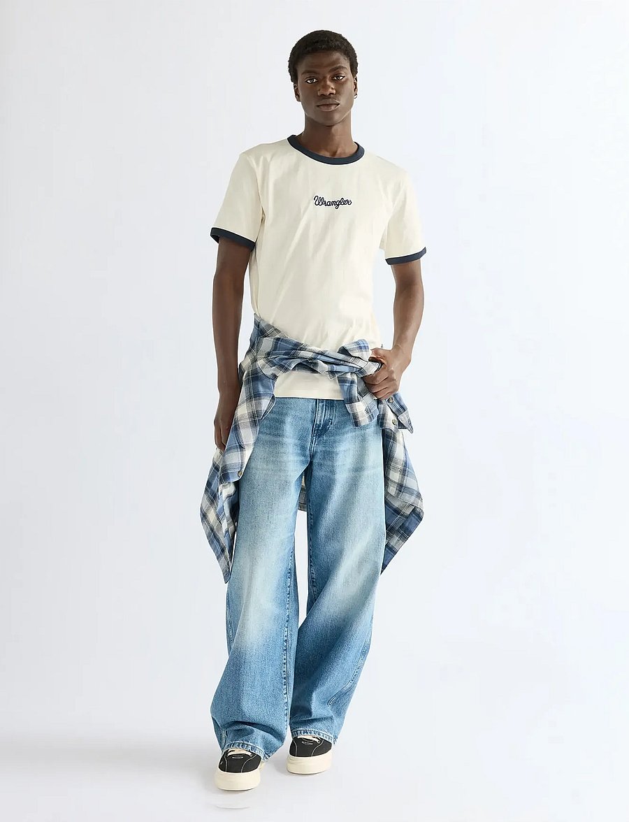 Wrangler - RINGER TEE - lühikeste varrukatega t-särgid - antique white - 5