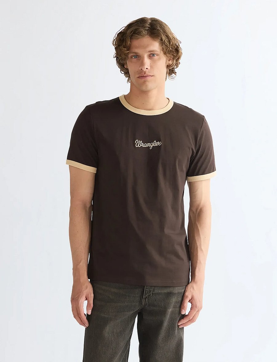 Wrangler - RINGER TEE - lühikeste varrukatega t-särgid - chocolate torte - 0