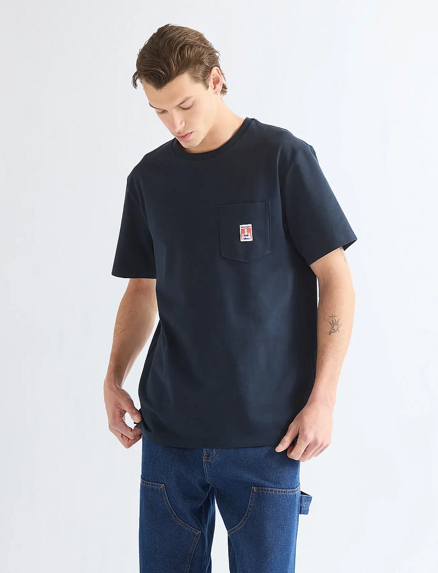 Wrangler - POCKET TEE - kortærmede t-shirts - dark sapphire - 0