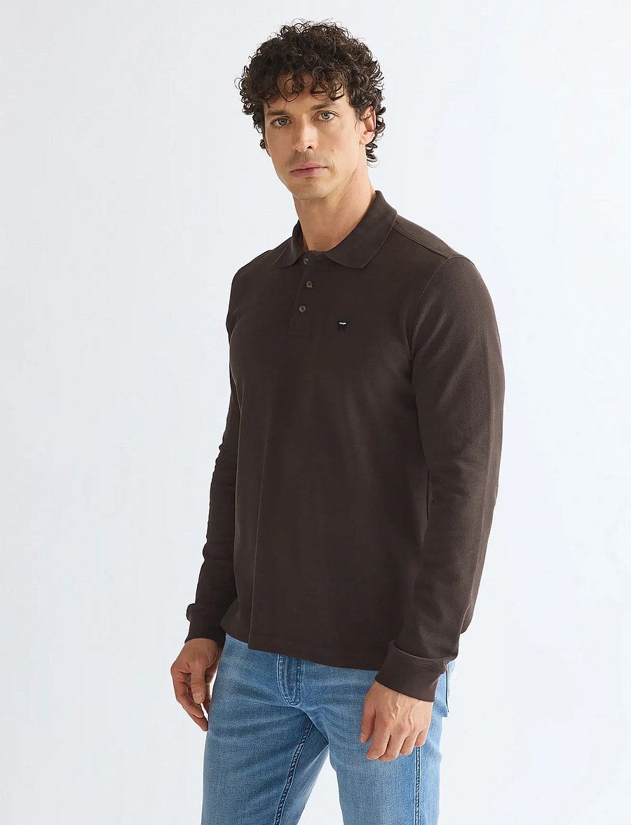 Wrangler - LS POLO SHIRT - pikkade varrukatega polod - chocolate torte - 0