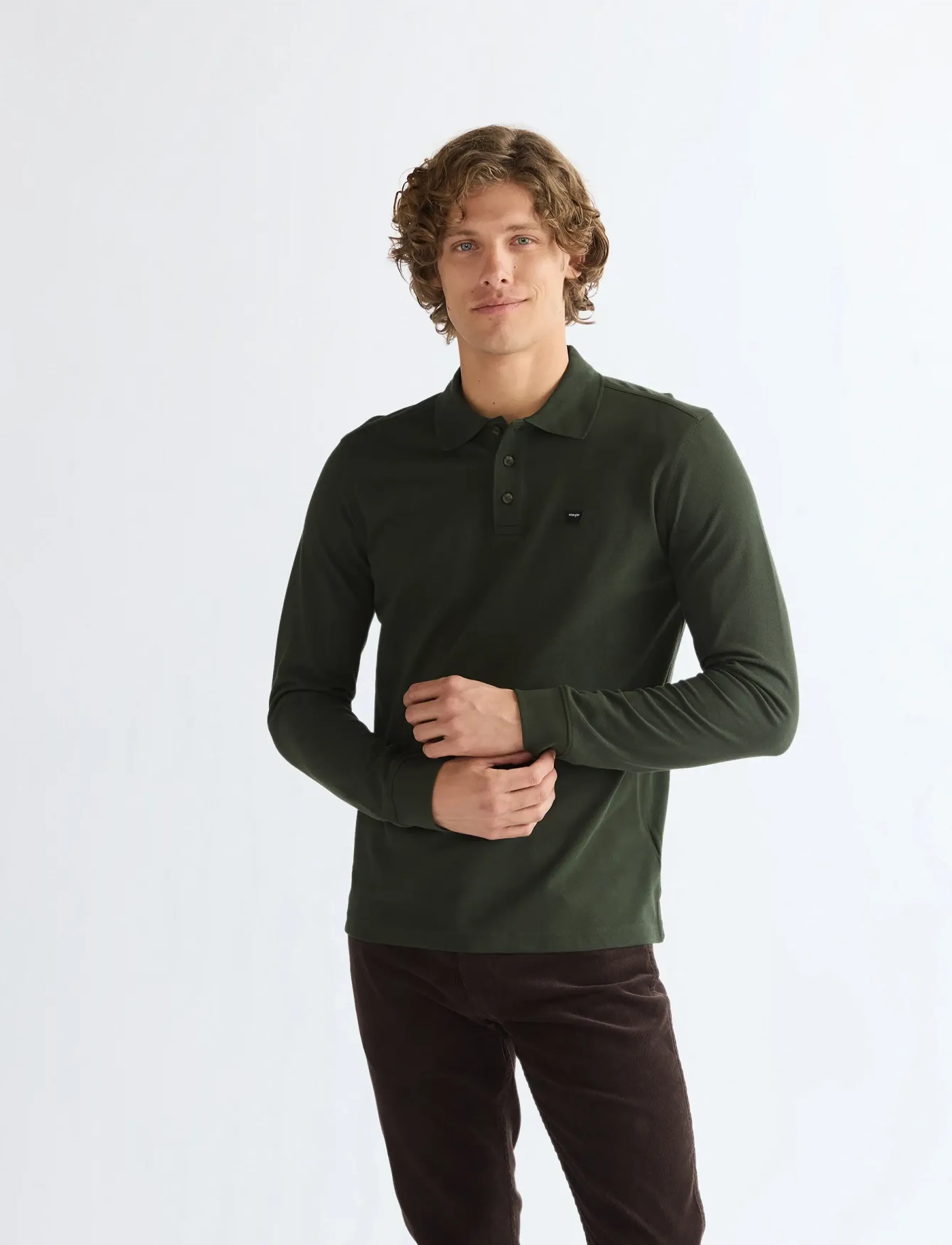 Wrangler LS POLO SHIRT - Strickmode - ROSIN / khaki/green