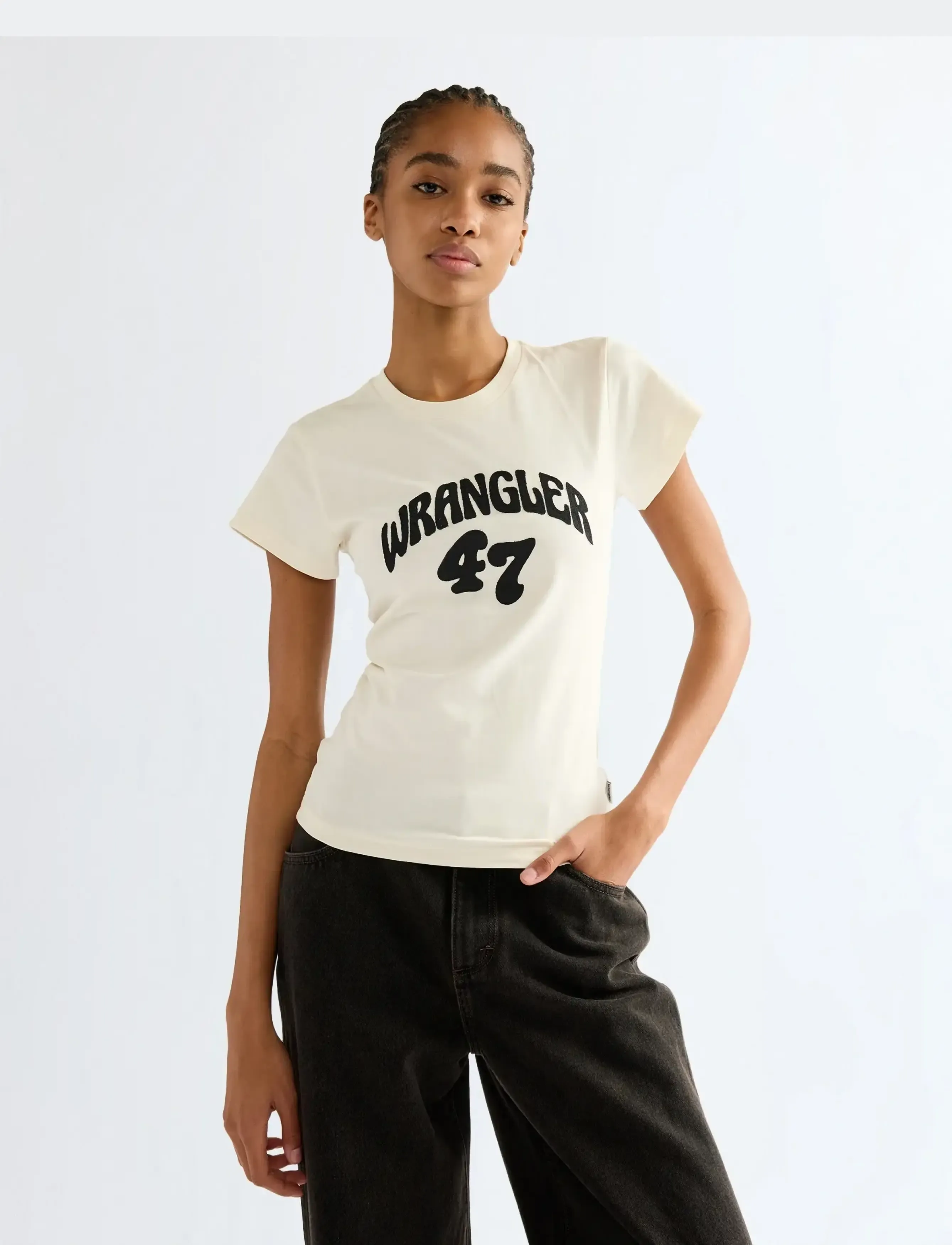 Wrangler SHRUNKEN BAND TEE - Kleidung - EGRET / cream
