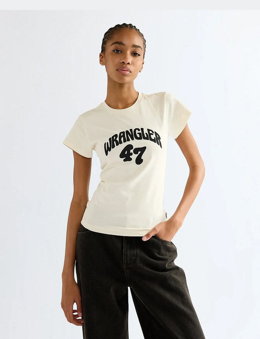 Wrangler - SHRUNKEN BAND TEE - t-shirts - egret - 0