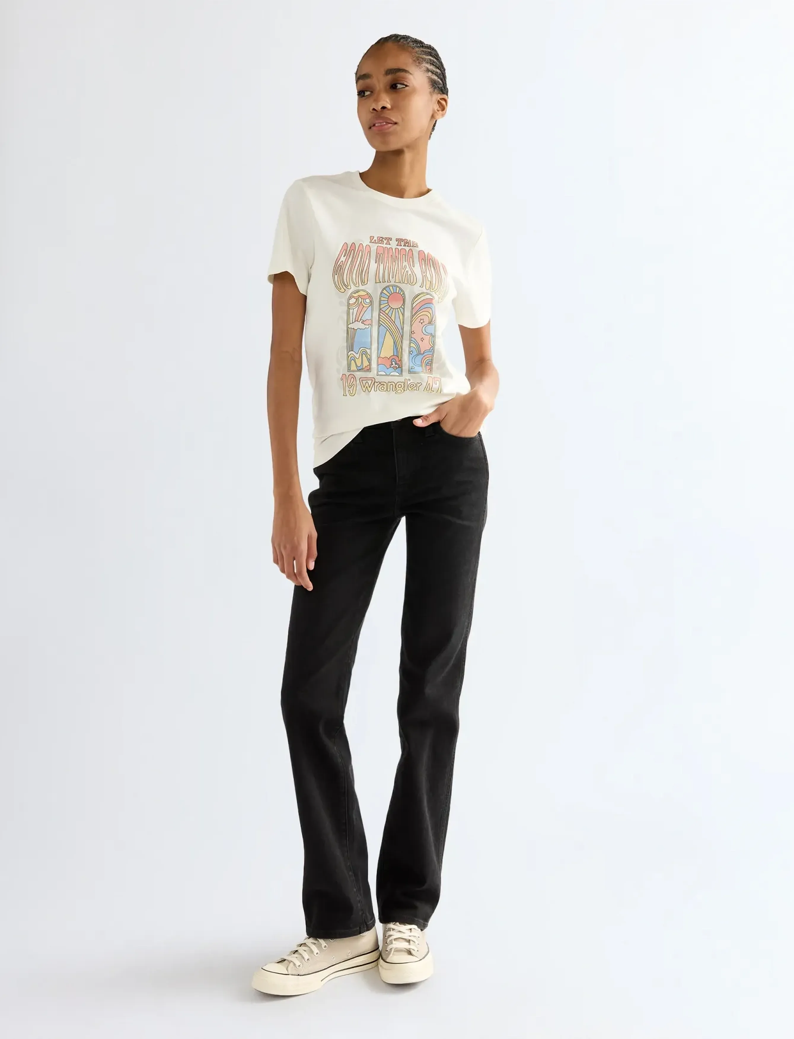 Wrangler - SHRUNKEN BAND TEE - madalaimad hinnad - worn white - 3