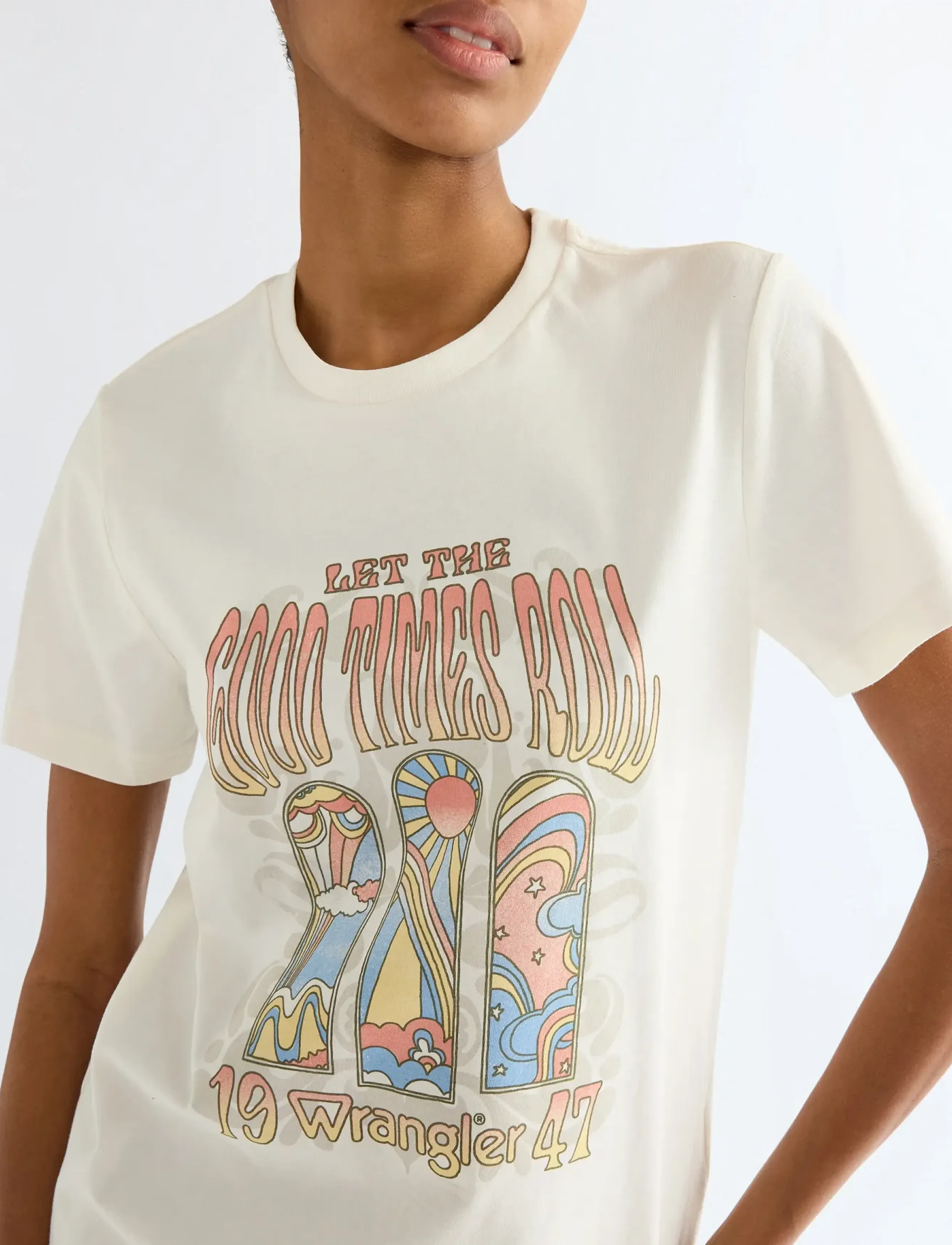Wrangler - SHRUNKEN BAND TEE - madalaimad hinnad - worn white - 5