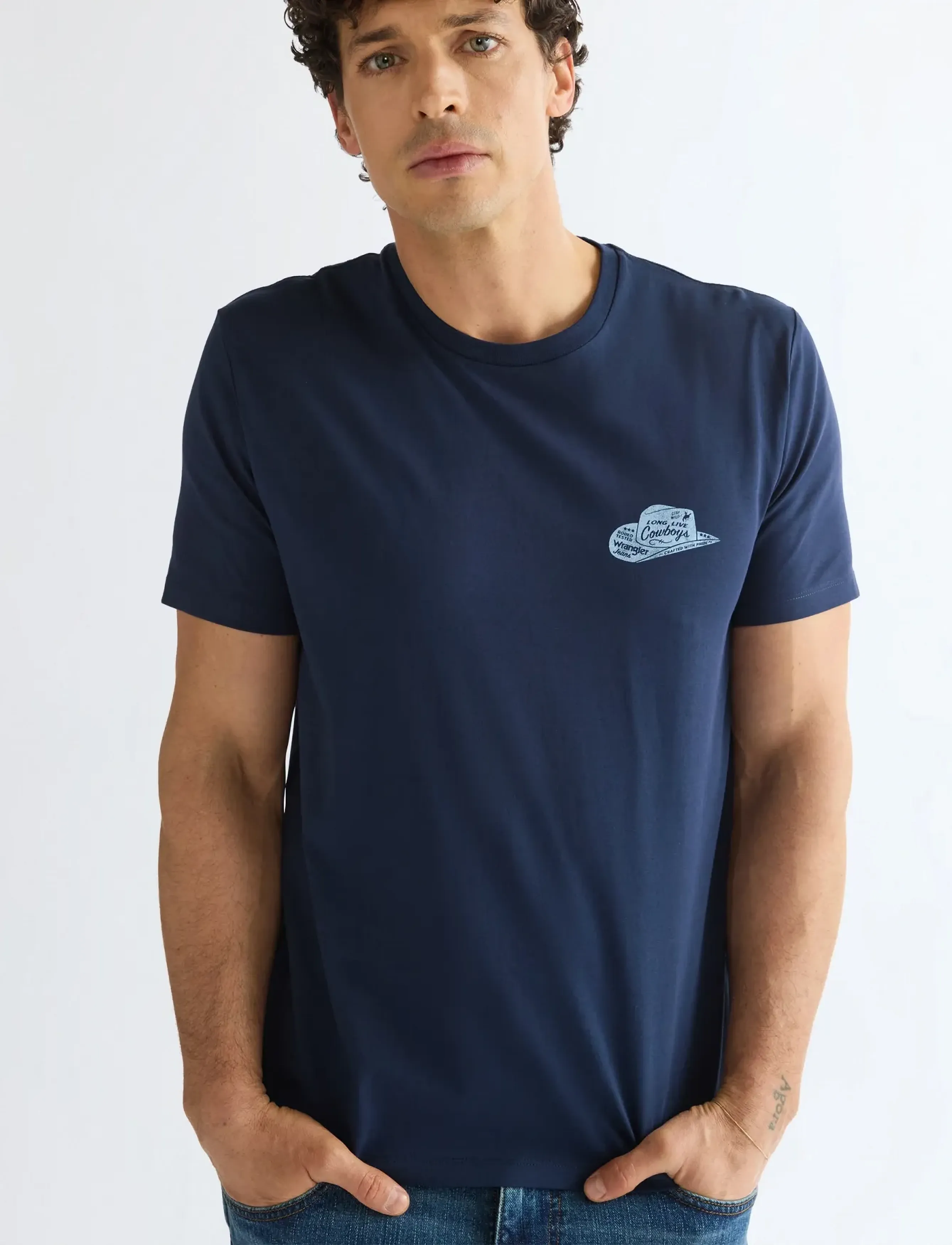 Wrangler - SMALL LOGO TEE - t-shirts - black iris - 5